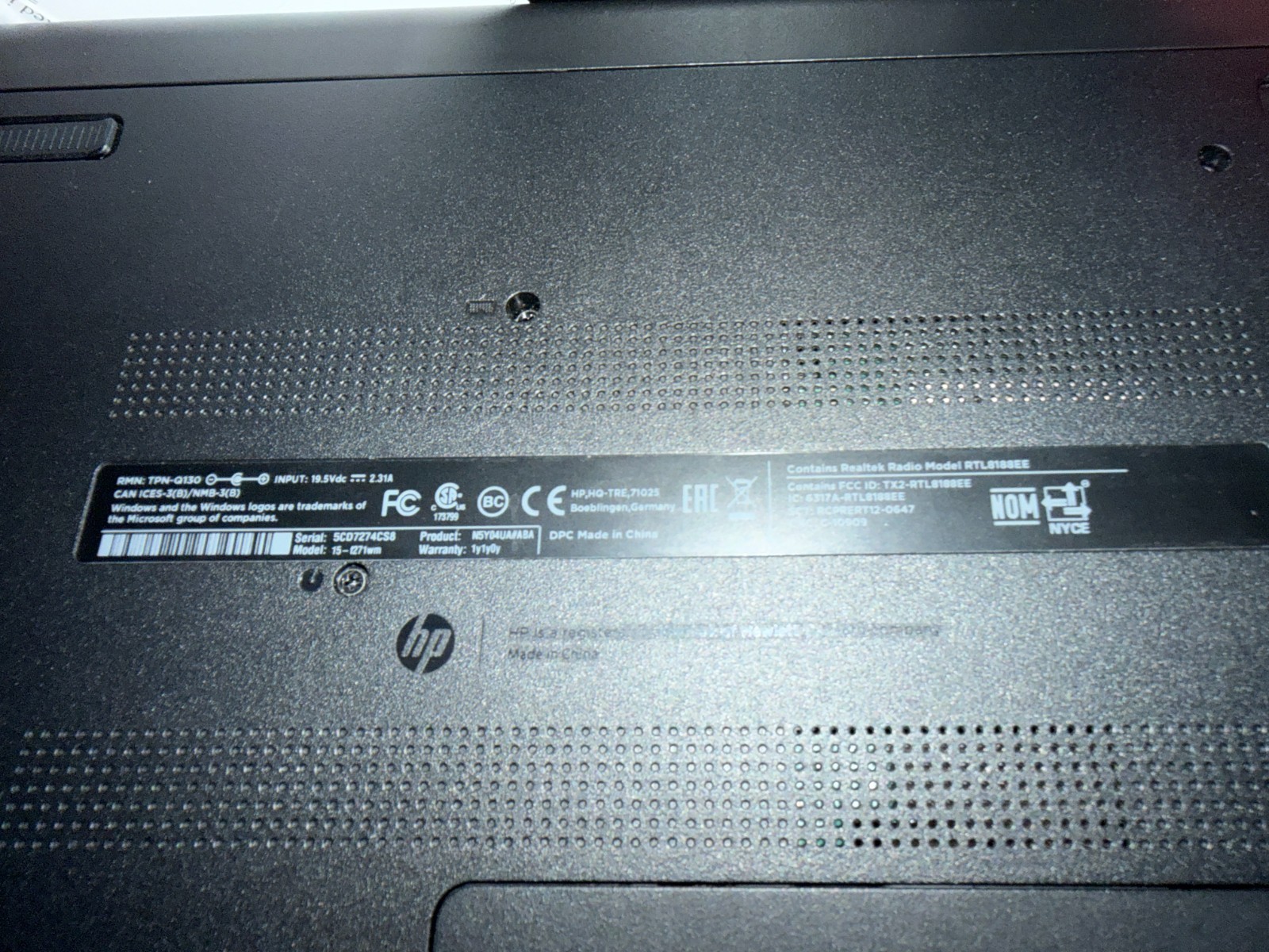 hp 15-f271wm N3540 4GB RAM 500GB HDD TESTED