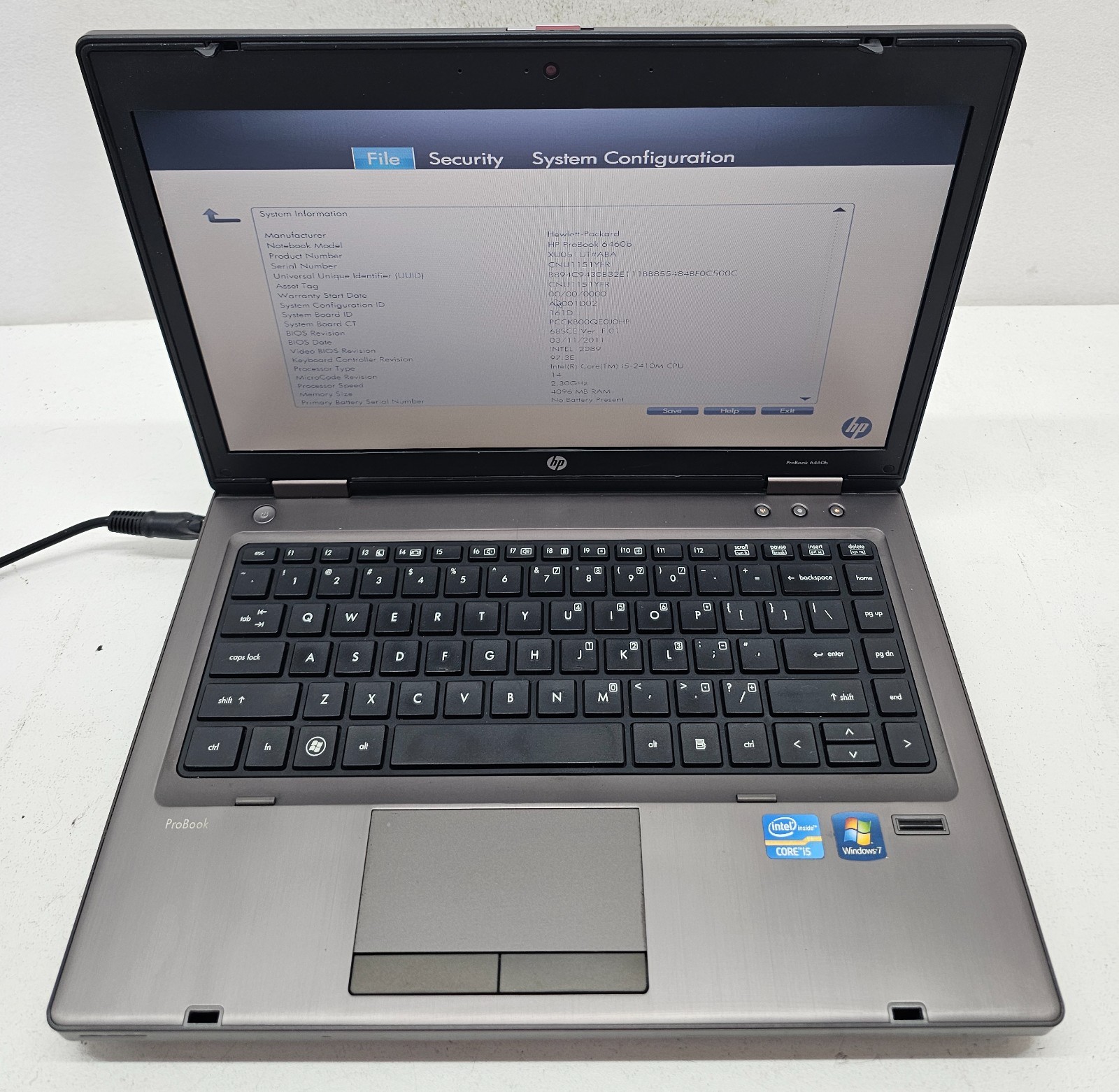 HP ProBook 6460b 14″ Laptop Intel Core i5-2410M 4GB Ram NO HD/OS (FL)
