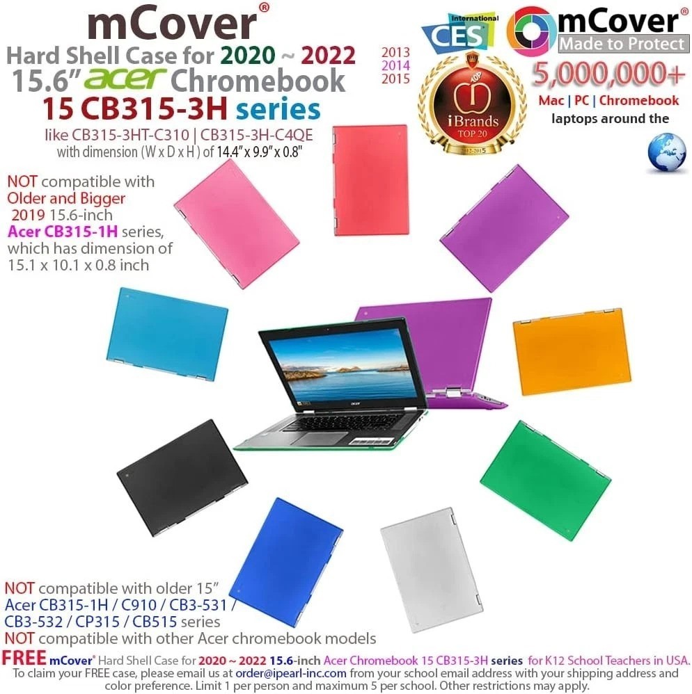 Lightweight Hard Shell Case for Acer Chromebook 15.6″ CB315-3H – Stylish Purple