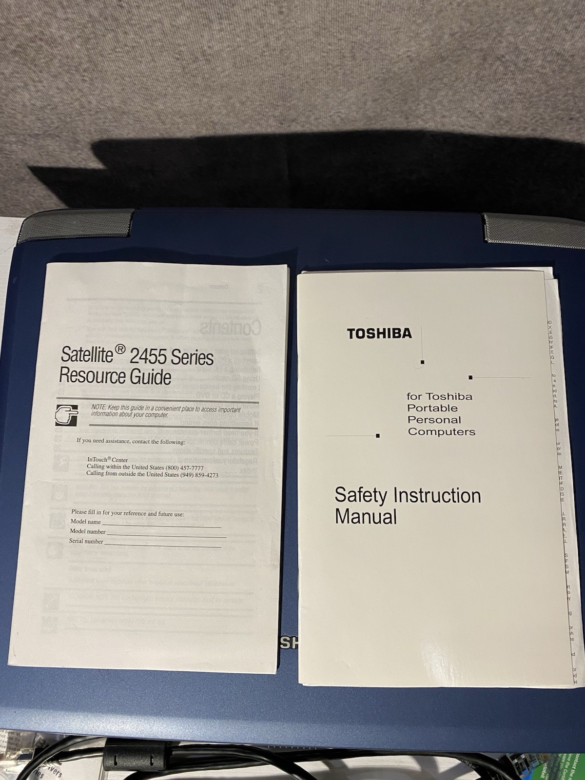 Toshiba Satellite 2455-S305 Retro Laptop Bundle POWERS ON – No HDD Manuals CD