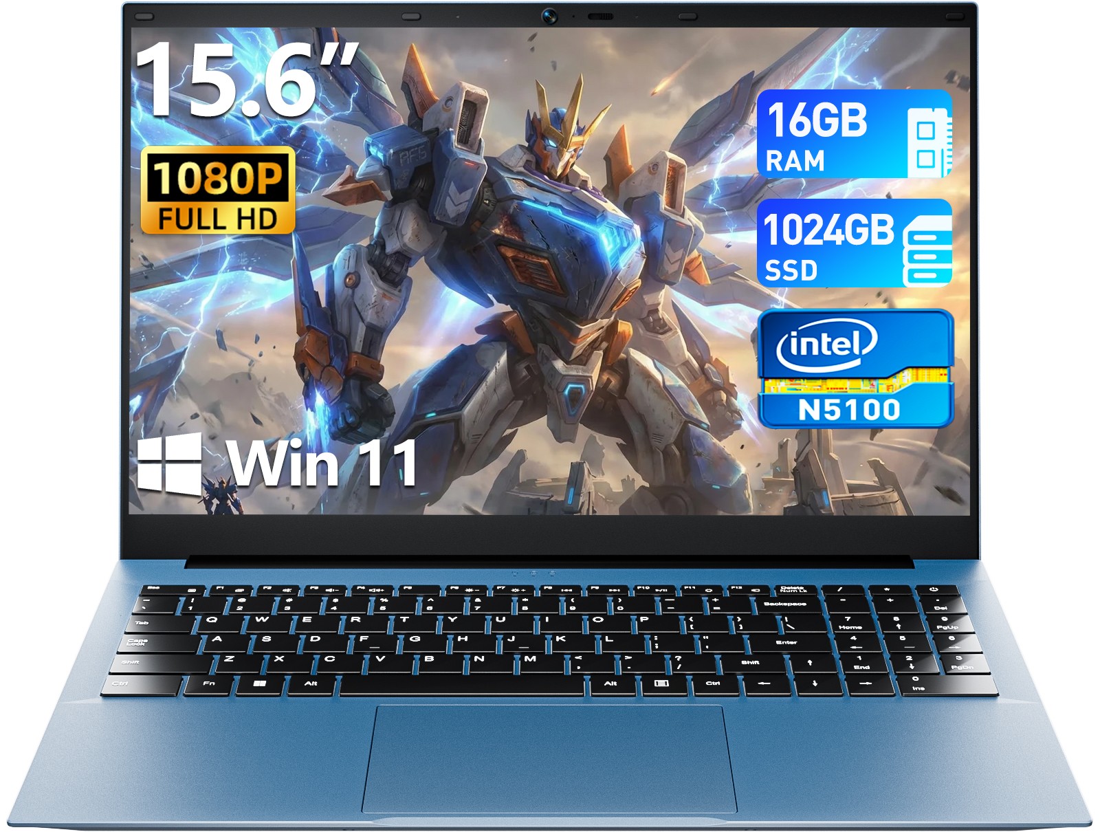 2026 15.6 inch Laptop 16GB+1024GB Windows 11 Computers WiFi, Bluetooth, Gray