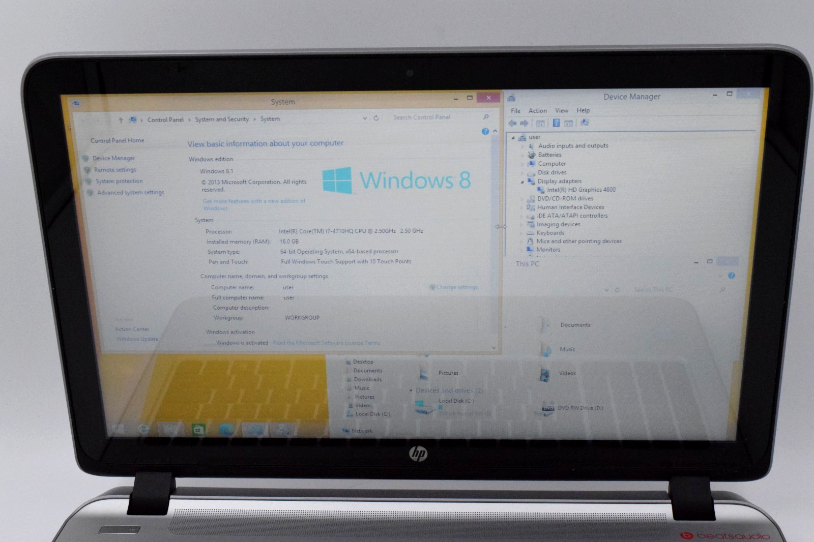 HP Envy 15t-k000, Intel Core i7, 16GB RAM, 1TB HDD, NEW Battery & DVD Drive