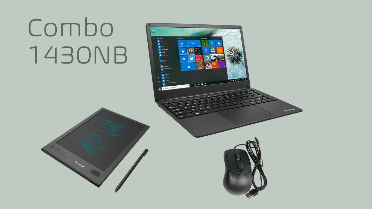 iView Combo 1430NB 14.1″ Ultra Slim Dual Core Laptop 4GB/64GB, Mouse & Memo Pad