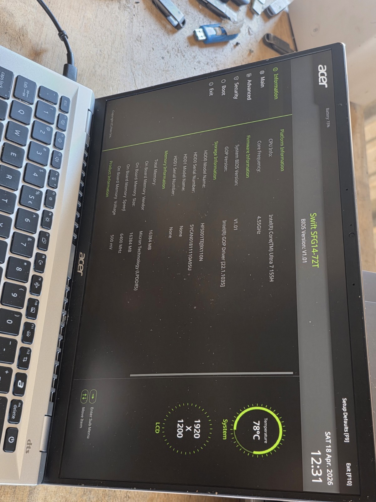Acer Swift Go 14 Laptop Intel Core Ultra 7 155H 16GB RAM 1TB SSD Key