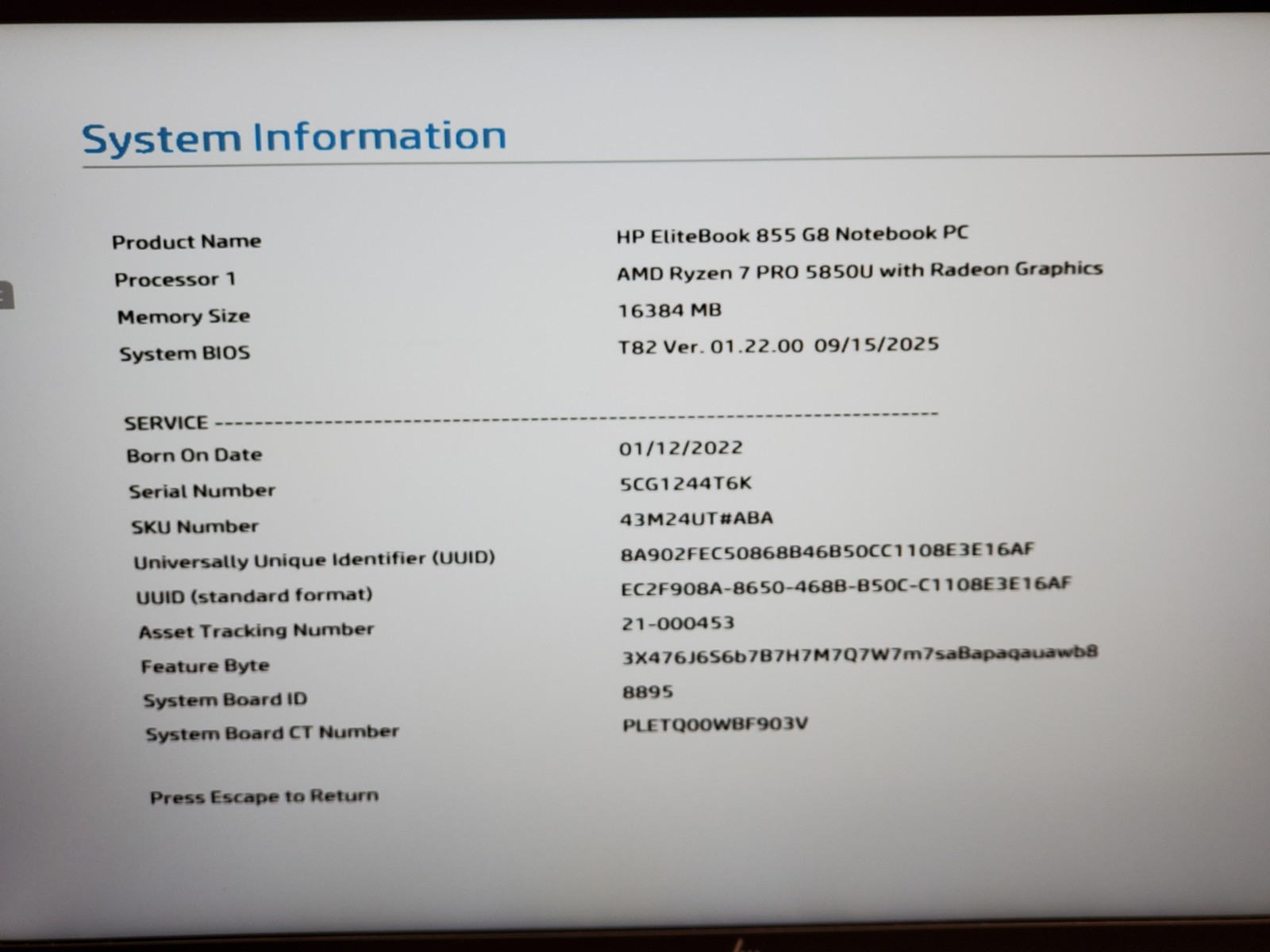 HP EliteBook 855 G8 Ryzen 7 PRO 5850U 1.90GHz / 16GB/256GB SSD/ 1920×1080 #2877