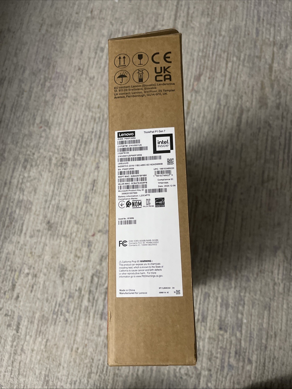 Brand New ThinkPad P1 Gen 7 LAPTOP – 32GB RAM 1TB SSD Win11 Pro 64 OS Non-Touch