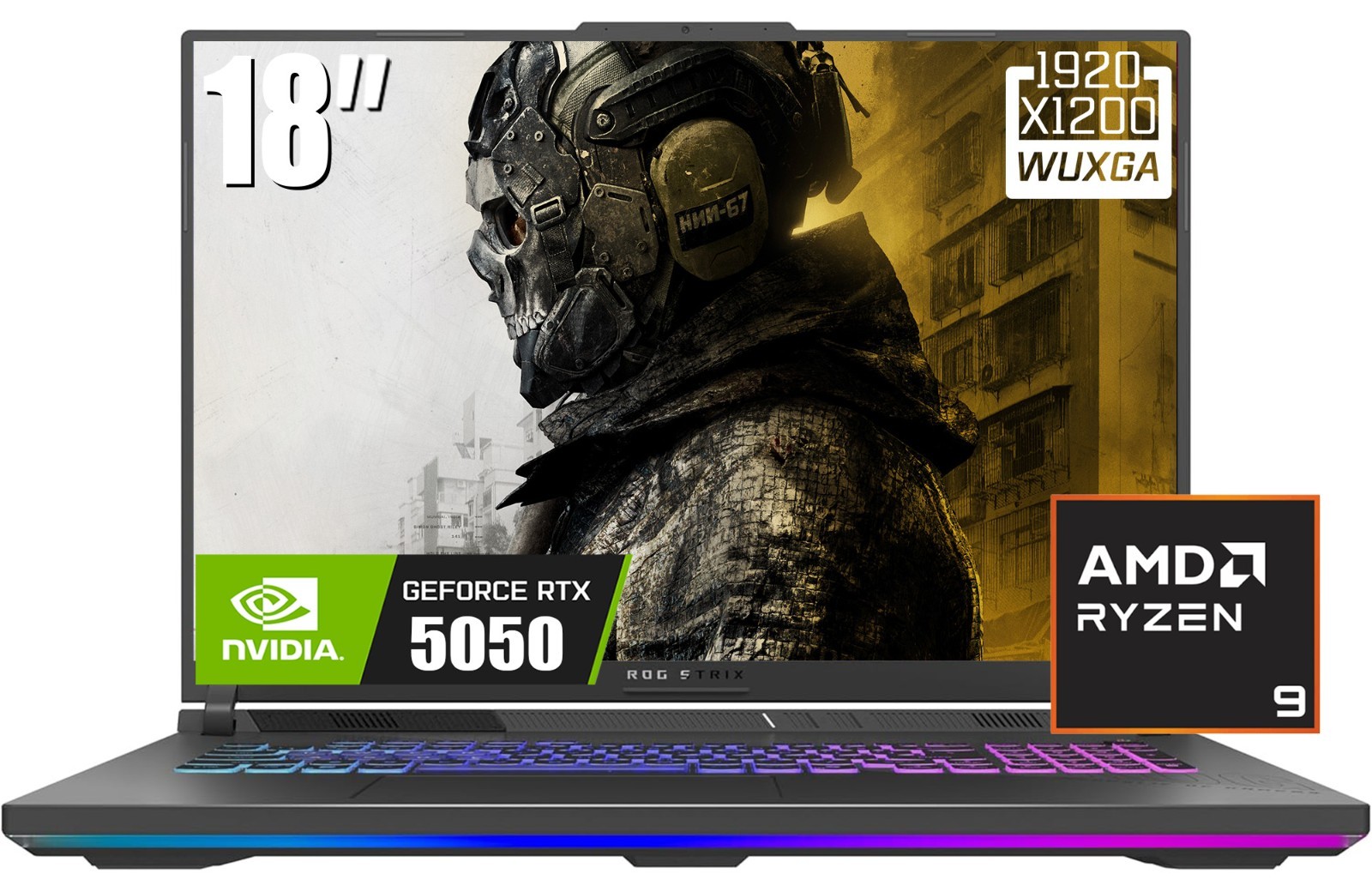 ASUS ROG Strix G18 18” WUXGA Gaming Laptop AMD Ryzen 9 8940HX 64GB 2TB RTX 5050