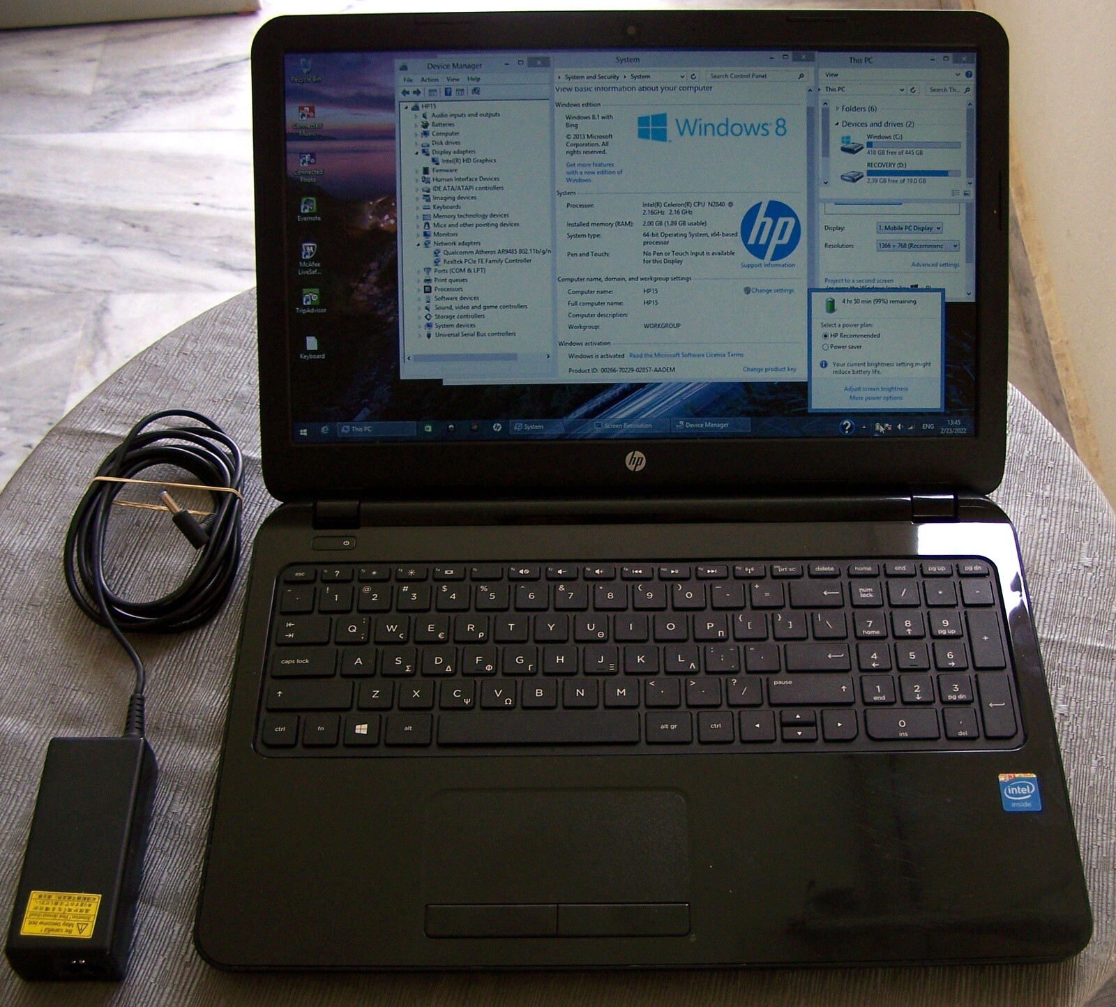HP 15-r127nv Laptop 15.6″ Intel N2840 2.16 GHz, 2GB, 500GB HD, WifI, HDMI, Win 8