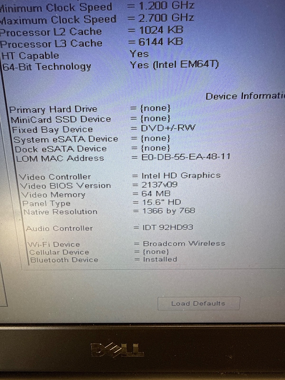 Dell Precision M4700 Intel Core i7-3740QM @ 2.70 GHz 8 GB No Drive 15.6″