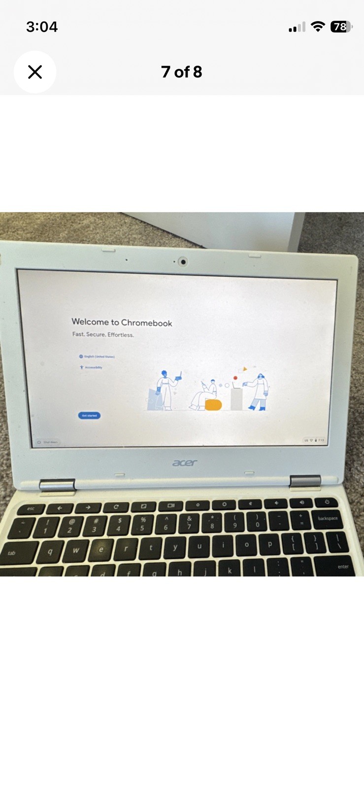 Acer Chromebook CB3-131-C3SZ 11.6″ Intel Celeron White Chrome OS w/ Charger