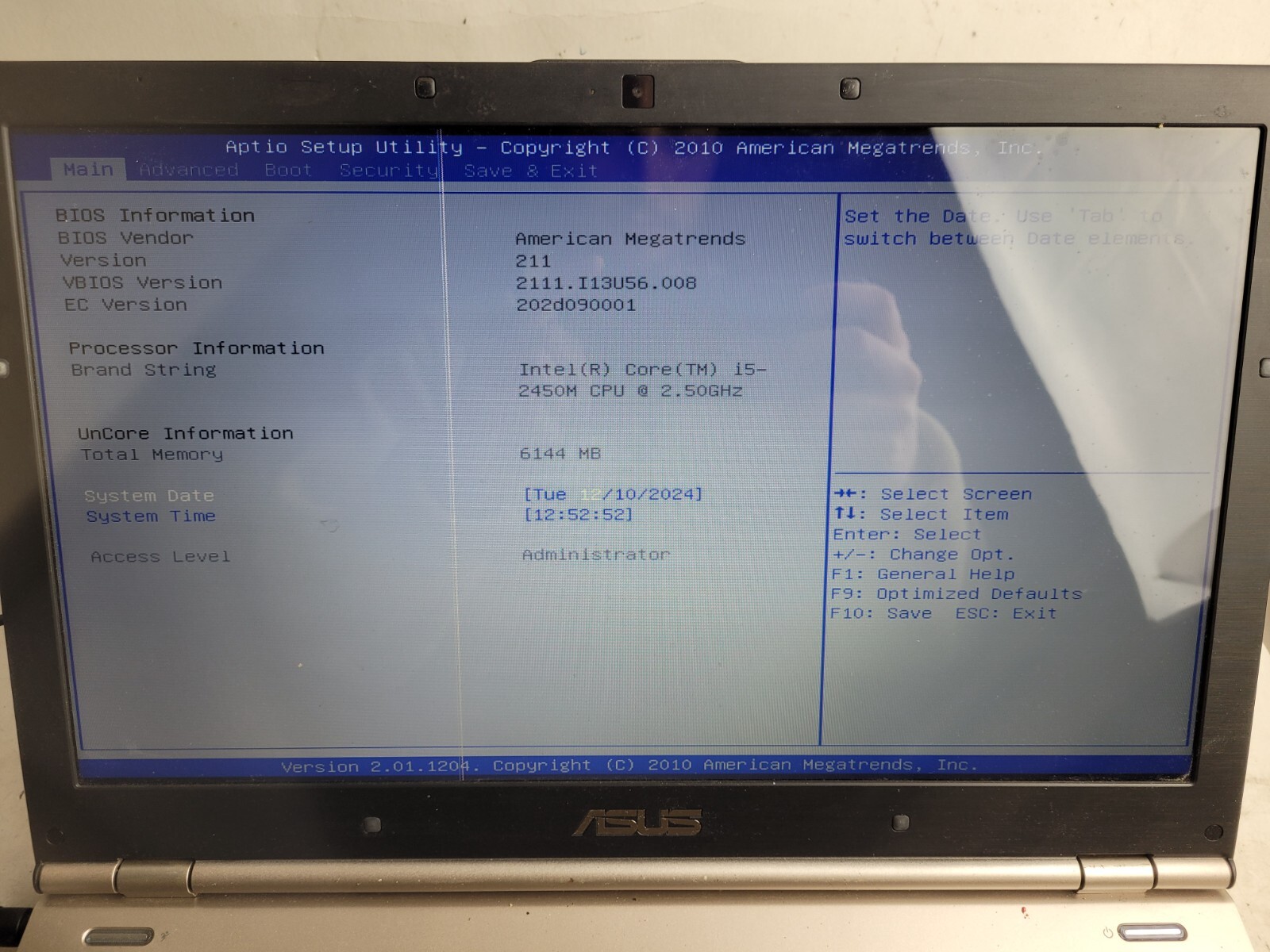Asus U56E w/i5-2450M, 6GB RAM, 15.6″ Laptop for Parts #1372