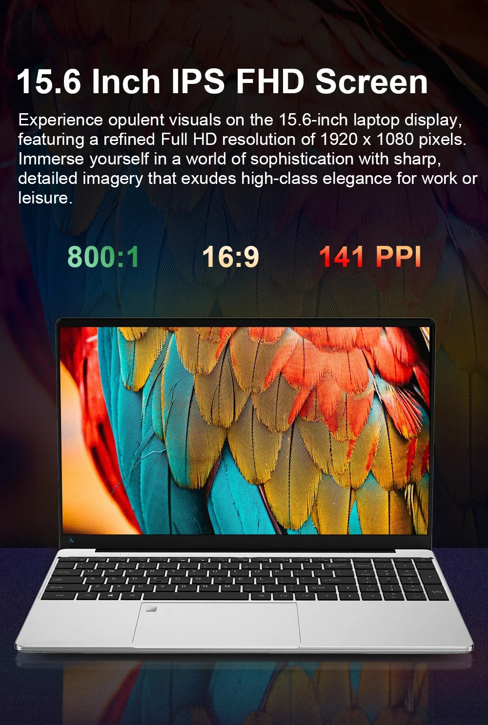 15.6″ Ultra Slim Laptop Windows 11 Pro Intel Notebook PC Gamer Intel Celeron N40