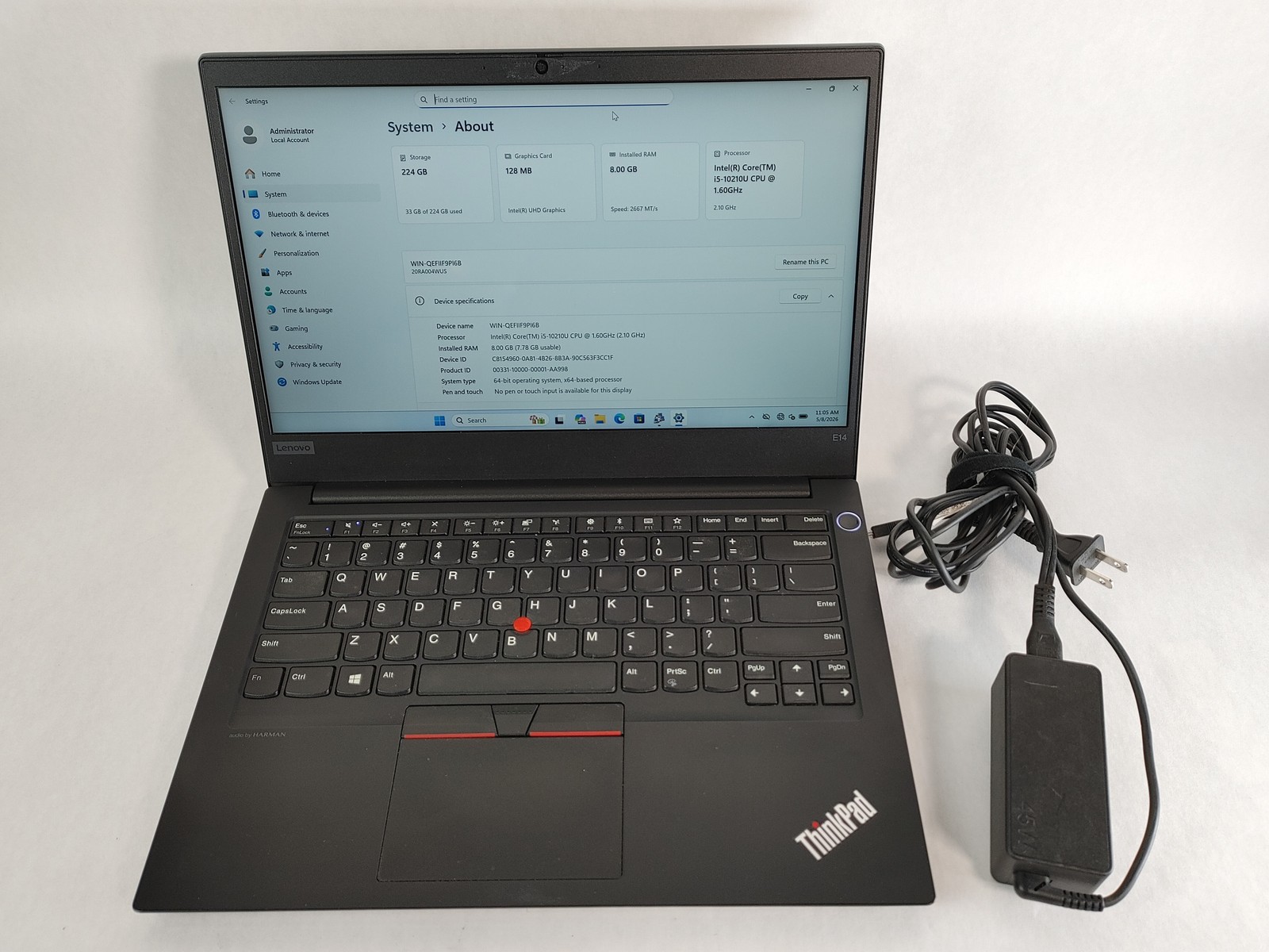 Lenovo ThinkPad E14 Gen 1 Core i5-10210U 1.60 GHz 8 GB DDR4 240 GB M.2 Windows