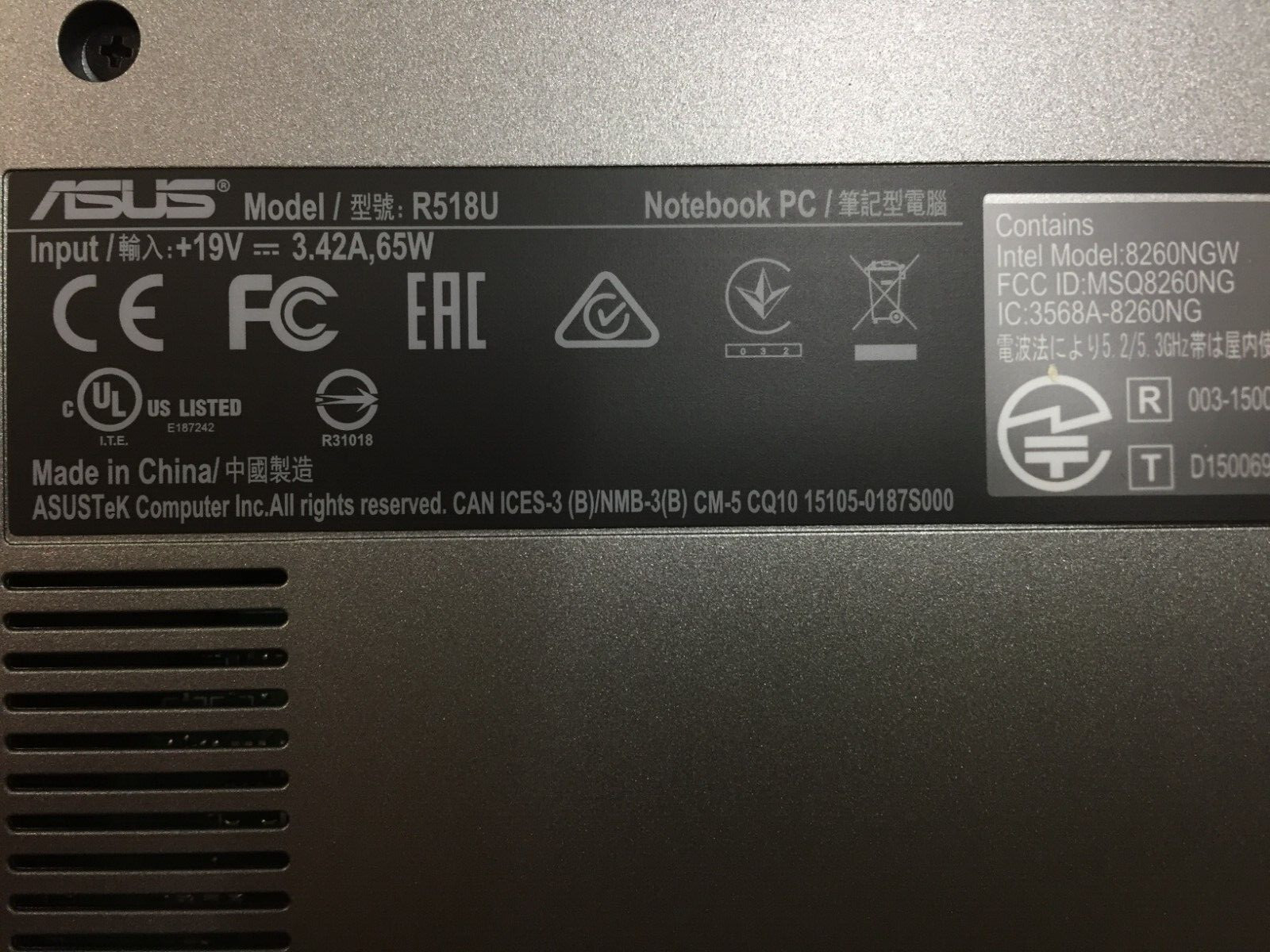 Bad Battery ASUS Vivobook Flip R518U 15.6 Touch Laptop/i5-7200U/8G/1THDD+128GSSD