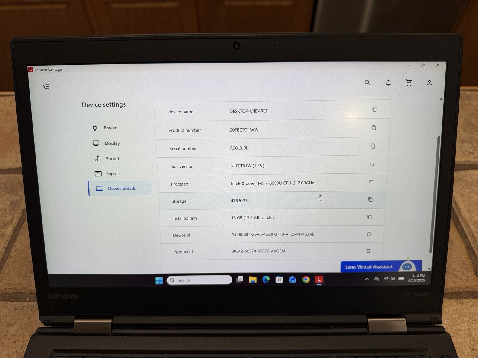 Lenovo ThinkPad X1 Carbon 4th Gen 14″ QHD i7 6600U 512GB SSD 16GB Ram W11 Pro