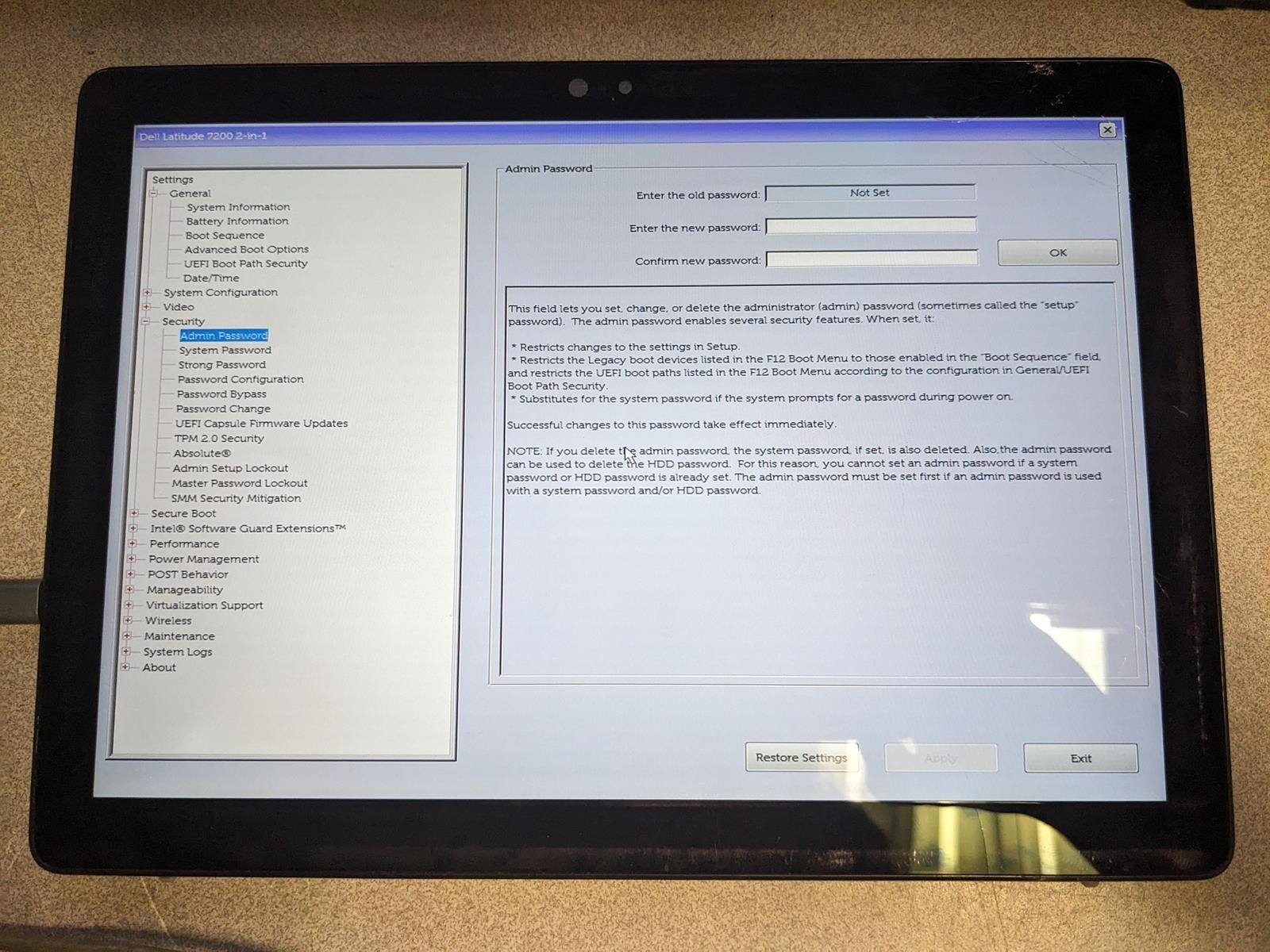 DELL LATITUDE 7200 2-IN-1 i5-8365U @ 1.60GHz, 8GB RAM, NO HDD/OS – (FOR PARTS)