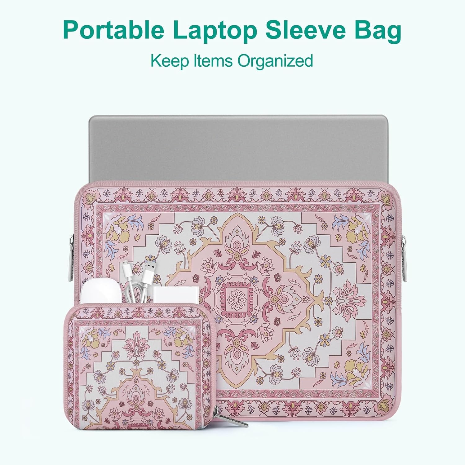 13-13.3 inch Laptop Sleeve Case, Neoprene Carry Bag for MacBook Pro/Air, Pink