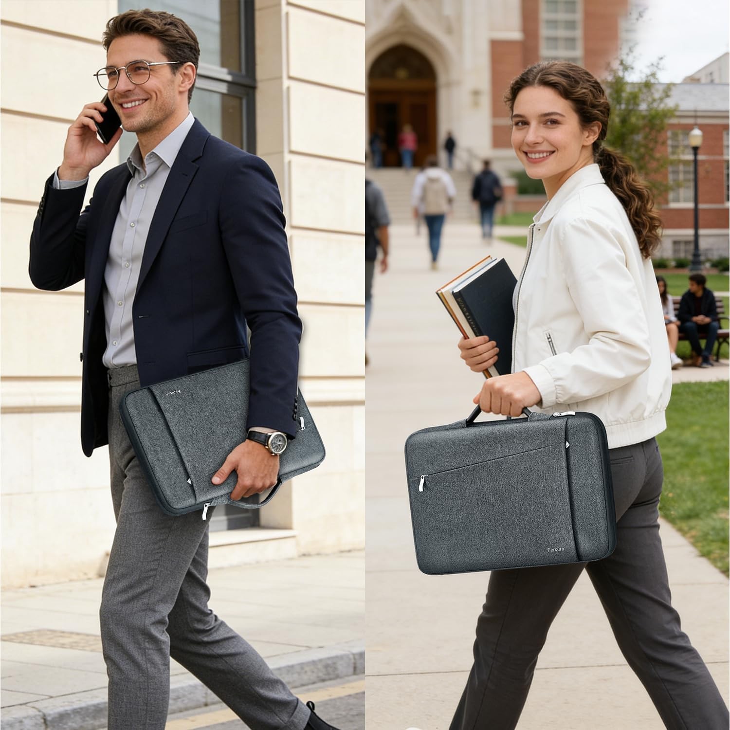 Gray Laptop Sleeve Case 15.6 inch for Men Women Chromebook, Compatible with MacB