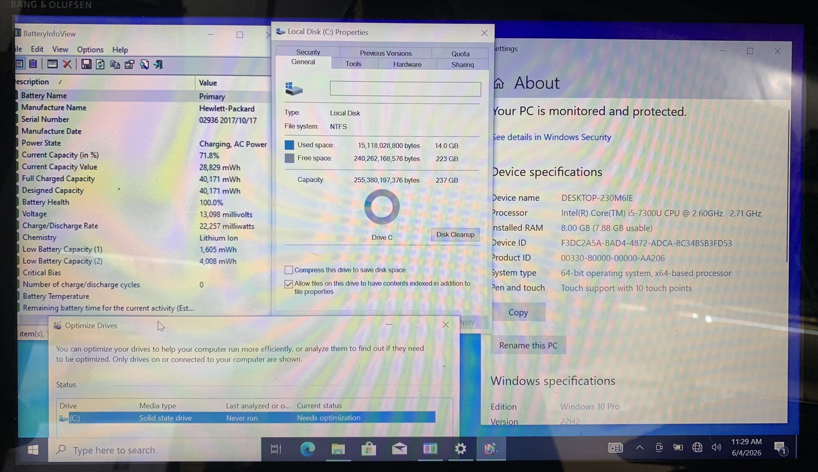 HP EliteBook 840 G4 Intel Core i5-7300U@2.60GHz 8GB RAM 240GB SSD WIN 10P
