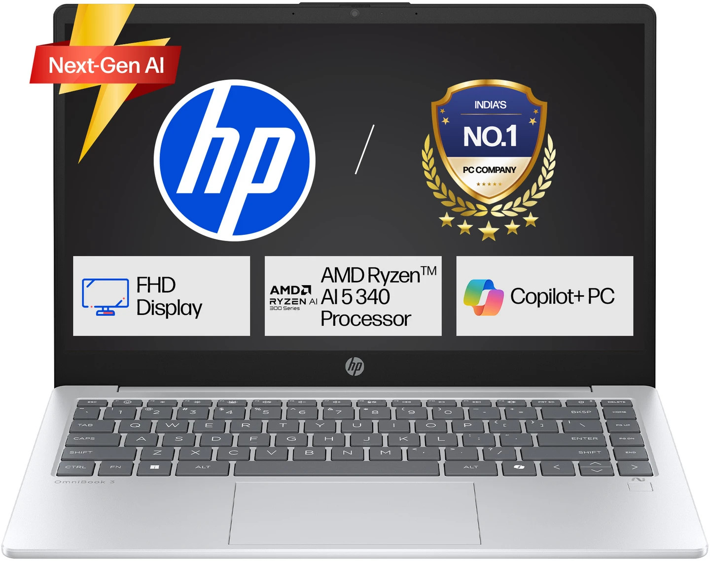 HP 15-fn0007AU Ryzen AI 5 340 16GB 512GB SSD 15.6″ FHD Win11 MSO Silver Laptop