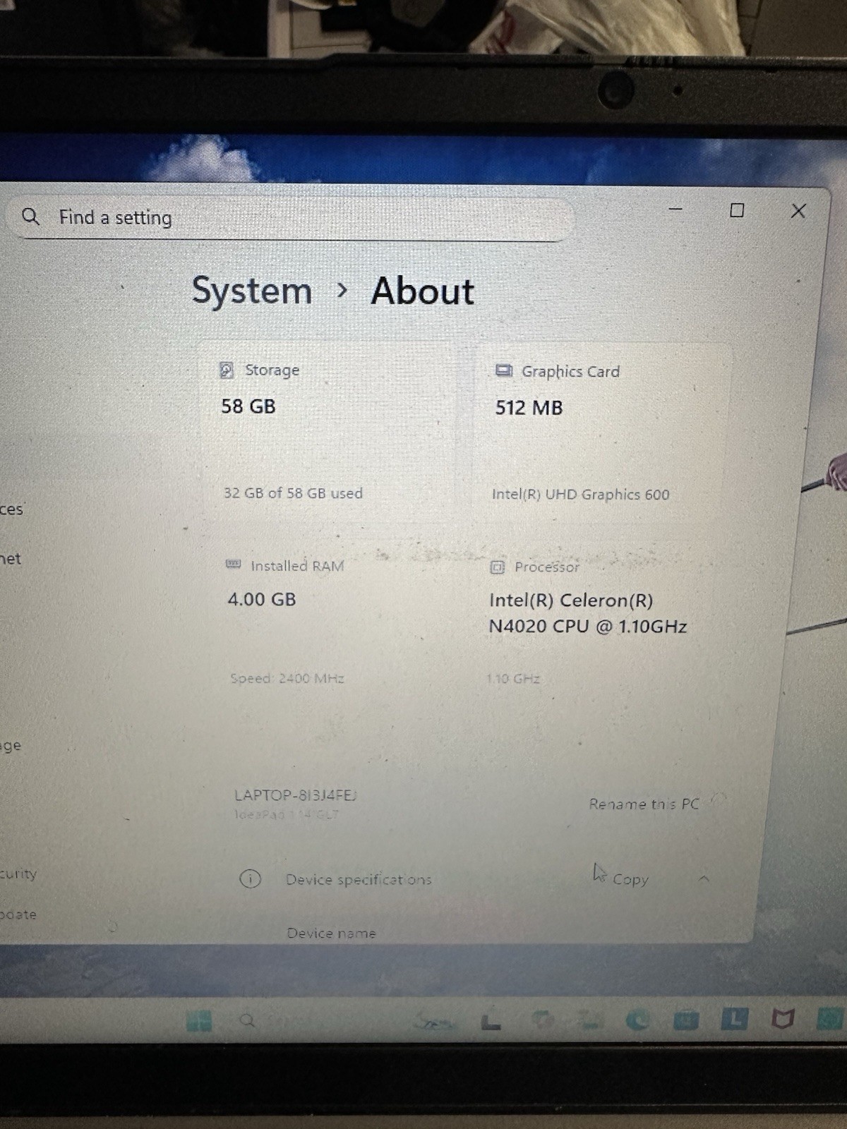 Lenovo IdeaPad 1 14IGL7 14″ Celeron N4020 1.1GHz 4GB RAM 64GB SSD