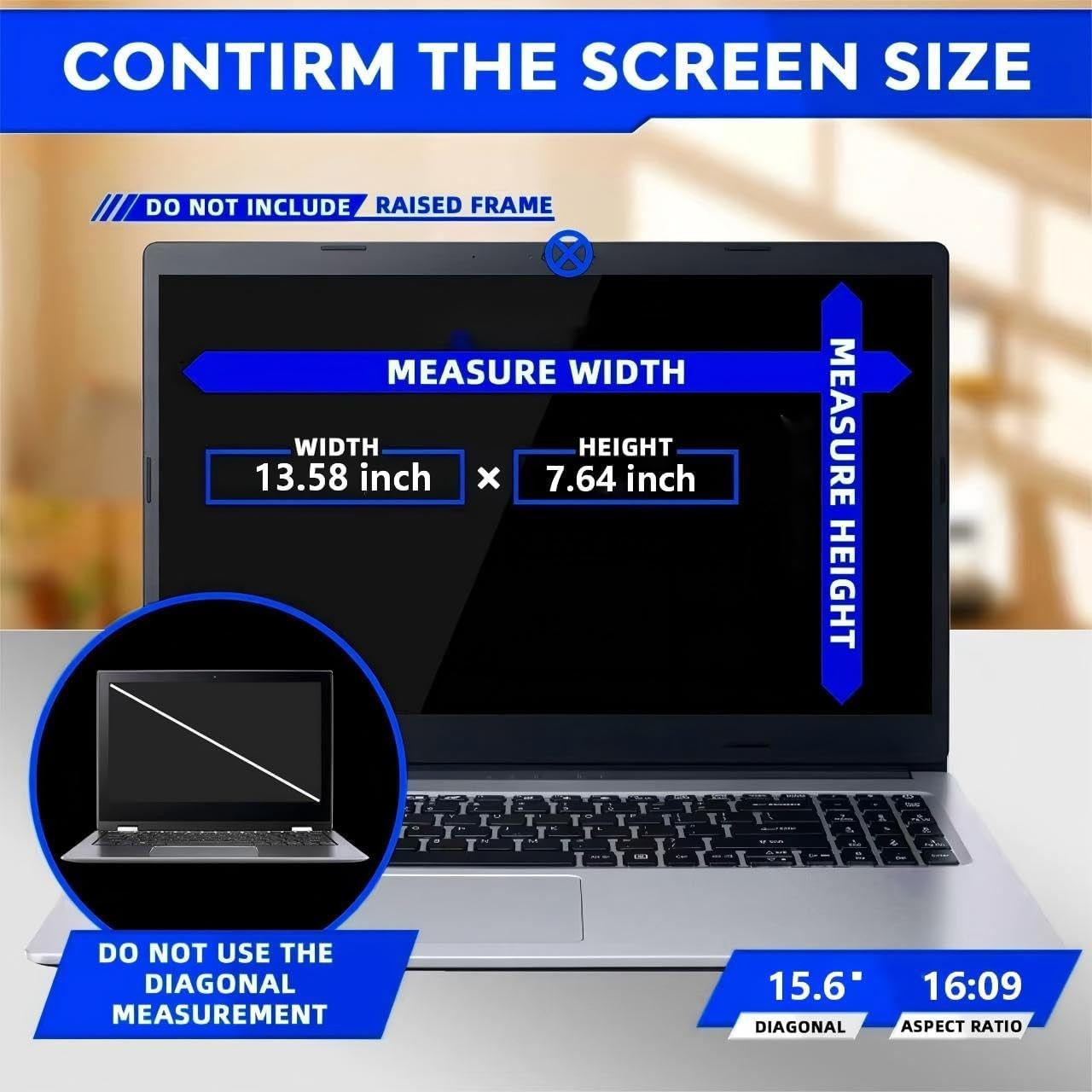 15.6-inch Magnetic Privacy Screen for 16:9 Laptops with Detachable Anti-Glare Fi