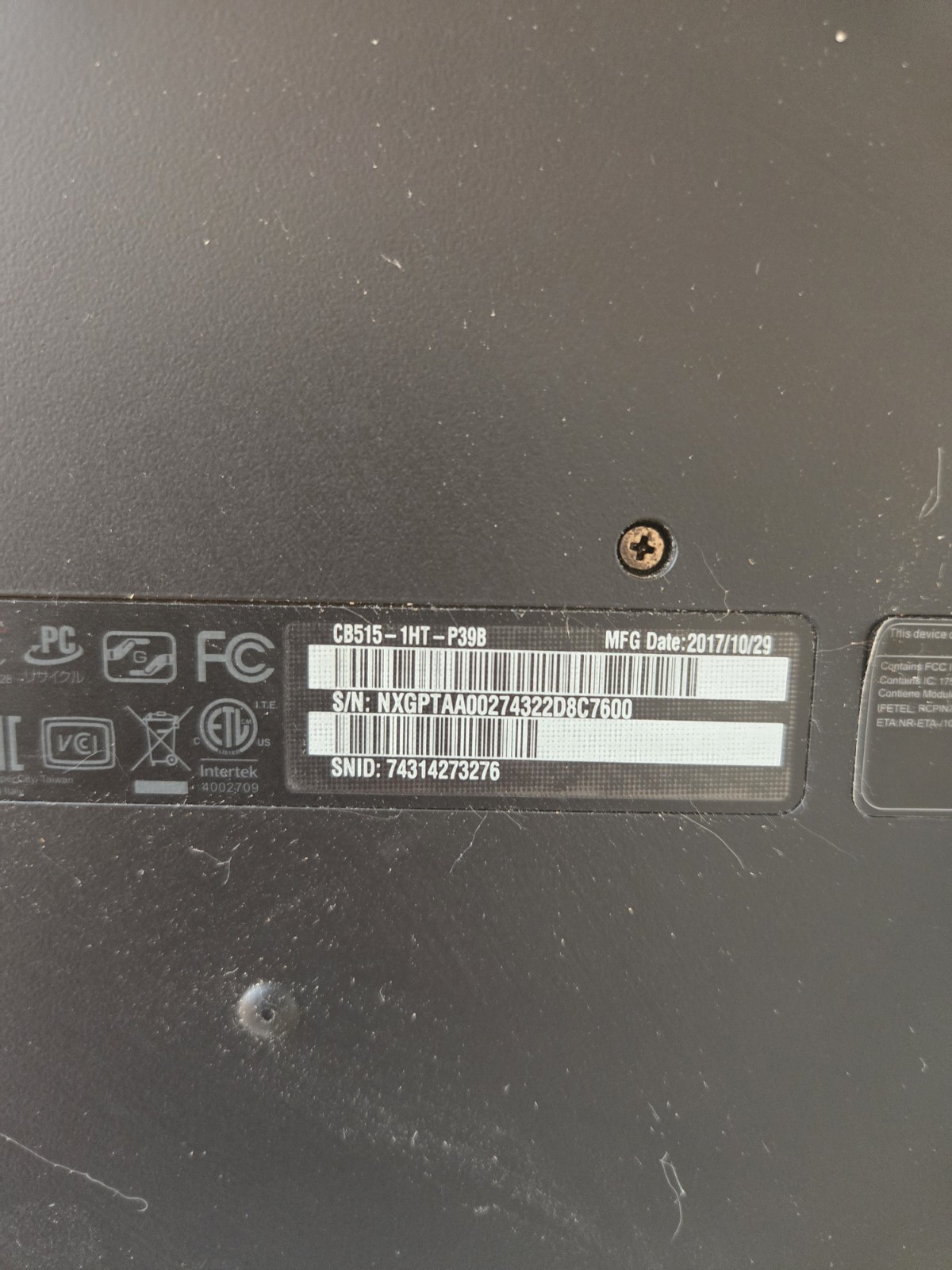 Two Acer Chromebooks 15 CB515-1HT-P39B, Intel CPU, 4 GB RAM, 32 GB Flash, 15.6″