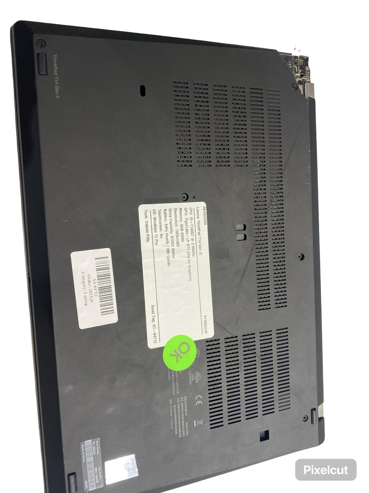 Lenovo ThinkPad T14 Gen 2i i5 1145G7 8GB 512GB Win11Pro Laptop Grade F w/battery