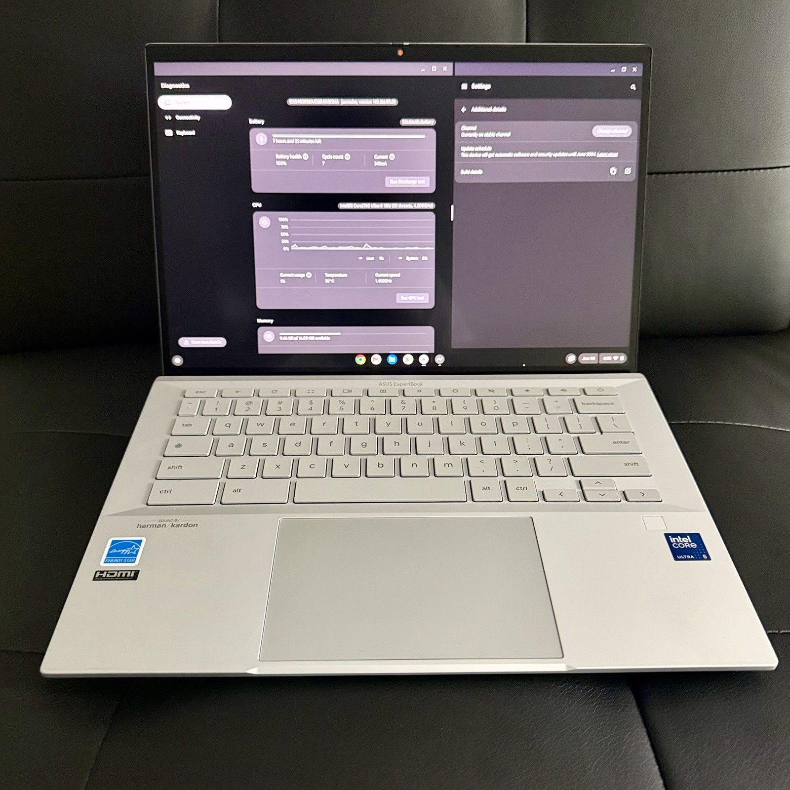 ASUS ExpertBook CX54 Chromebook Plus 14” (16/256GB, Fog Silver) w/ Protection