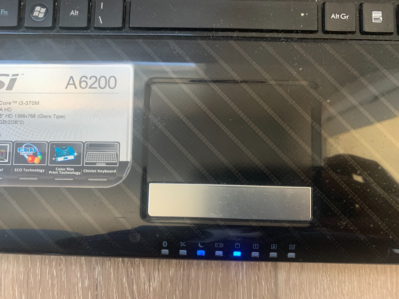 MIS A6200 MS-1681 15.6” Intel Core i3 M370 2.40GHz 4GB RAM 320GB HDD Win 10 Pro