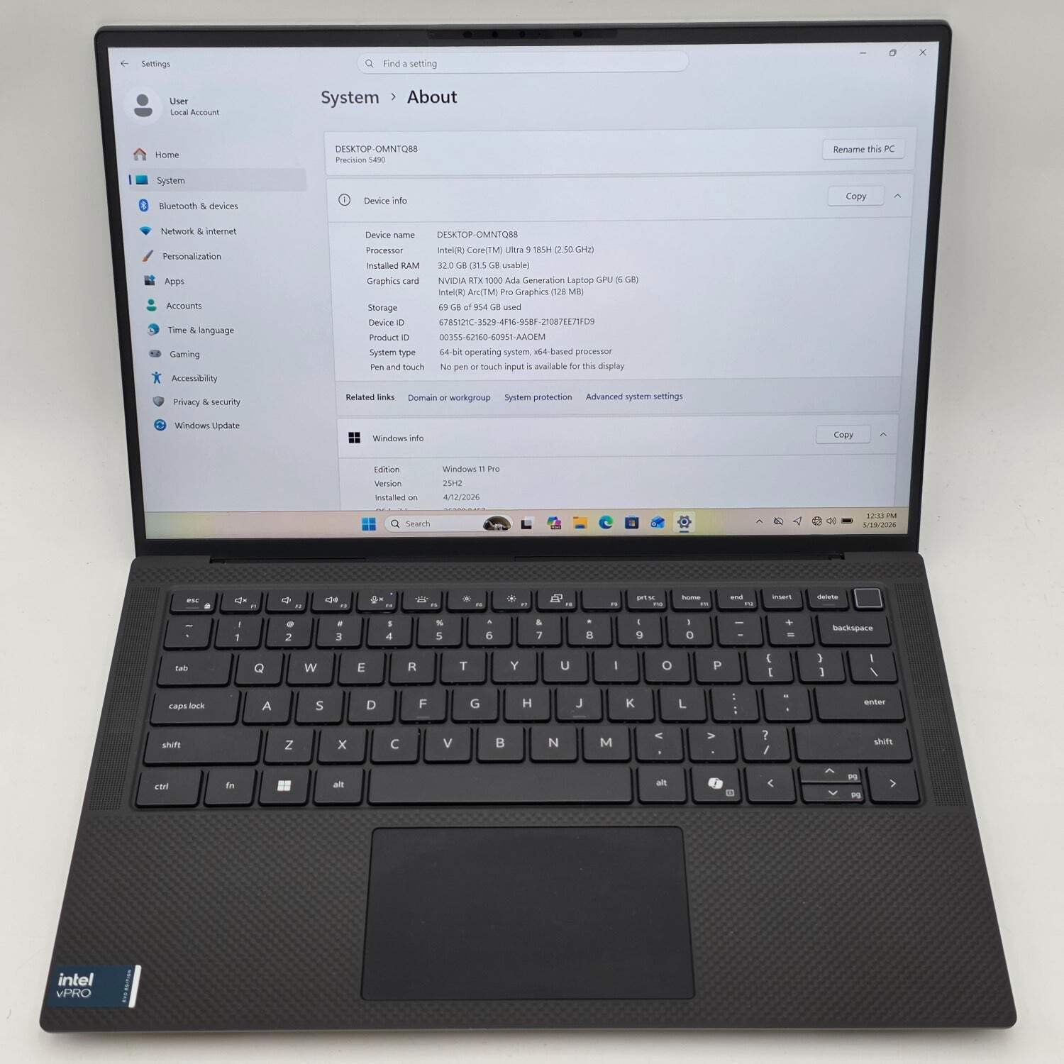Dell Precision 5490 14″ Core Ultra 9 185H 3.9GHz 32GB RAM 1TB SSD
