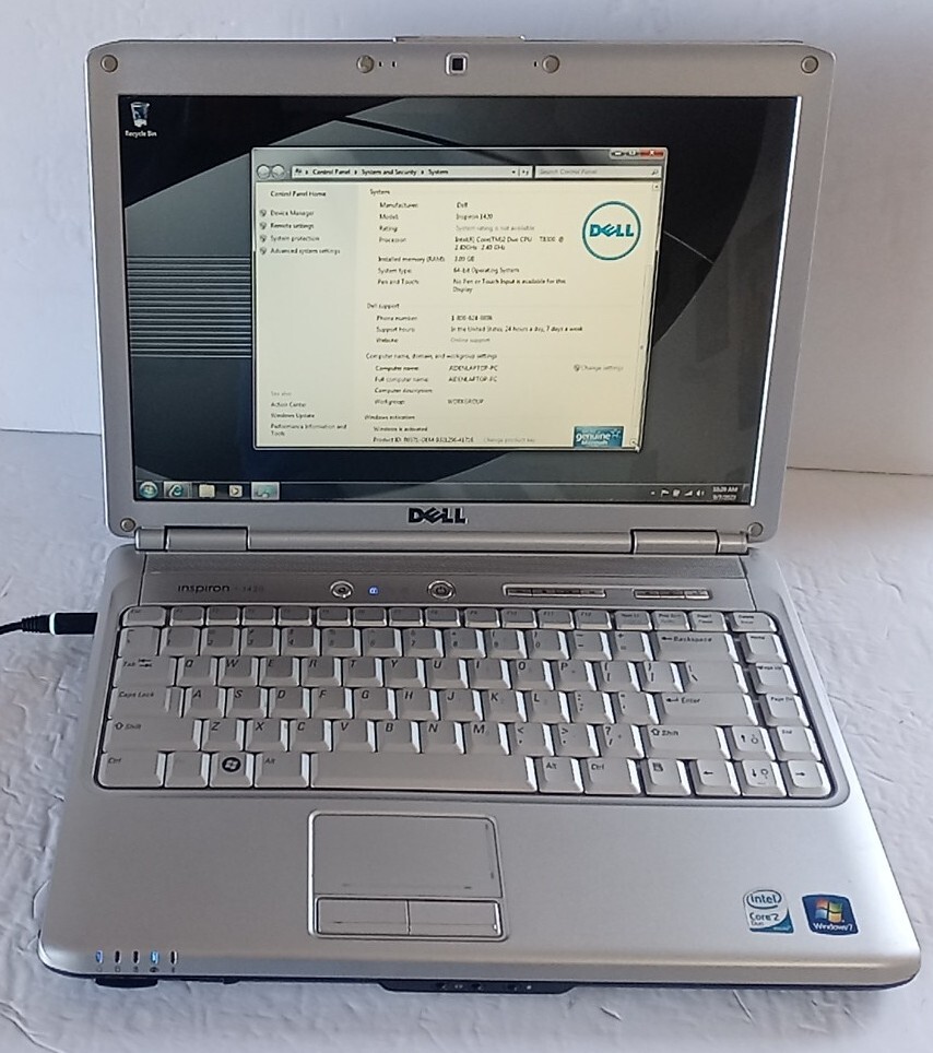DELL INSPIRON 1420 14″ INTEL CORE 2 DUO CPU 2.40 GHz 4GB 320GB Win 7 PRO
