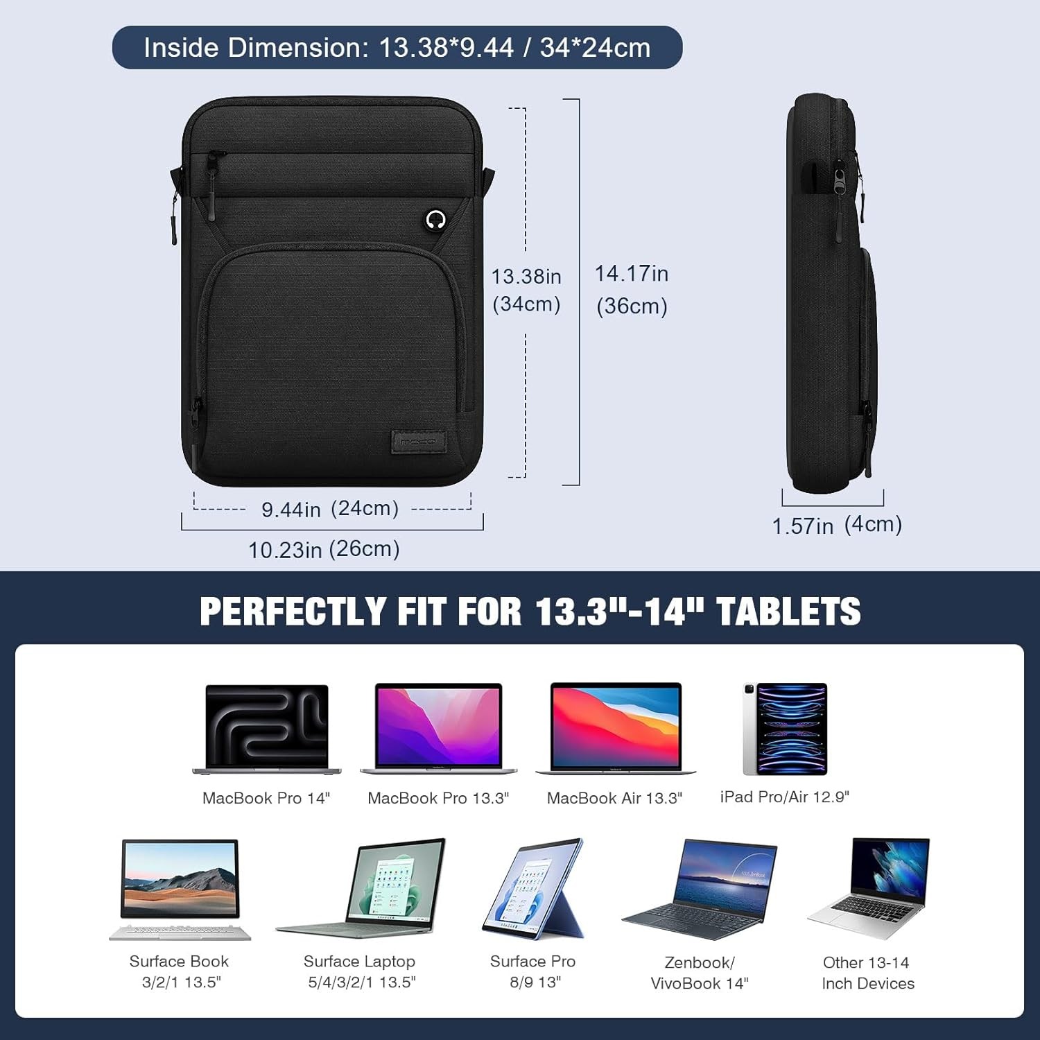 13-14 Inch 360° Protective Laptop Sleeve Bag, Fits Mac Neo 13/Air 13/13.3/13.6 I
