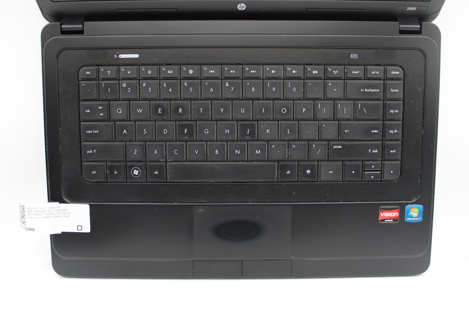 HP 2000-329WM _ AMD E-350 @ 1.6 GHz _ 3GB RAM _ No SSD / OS