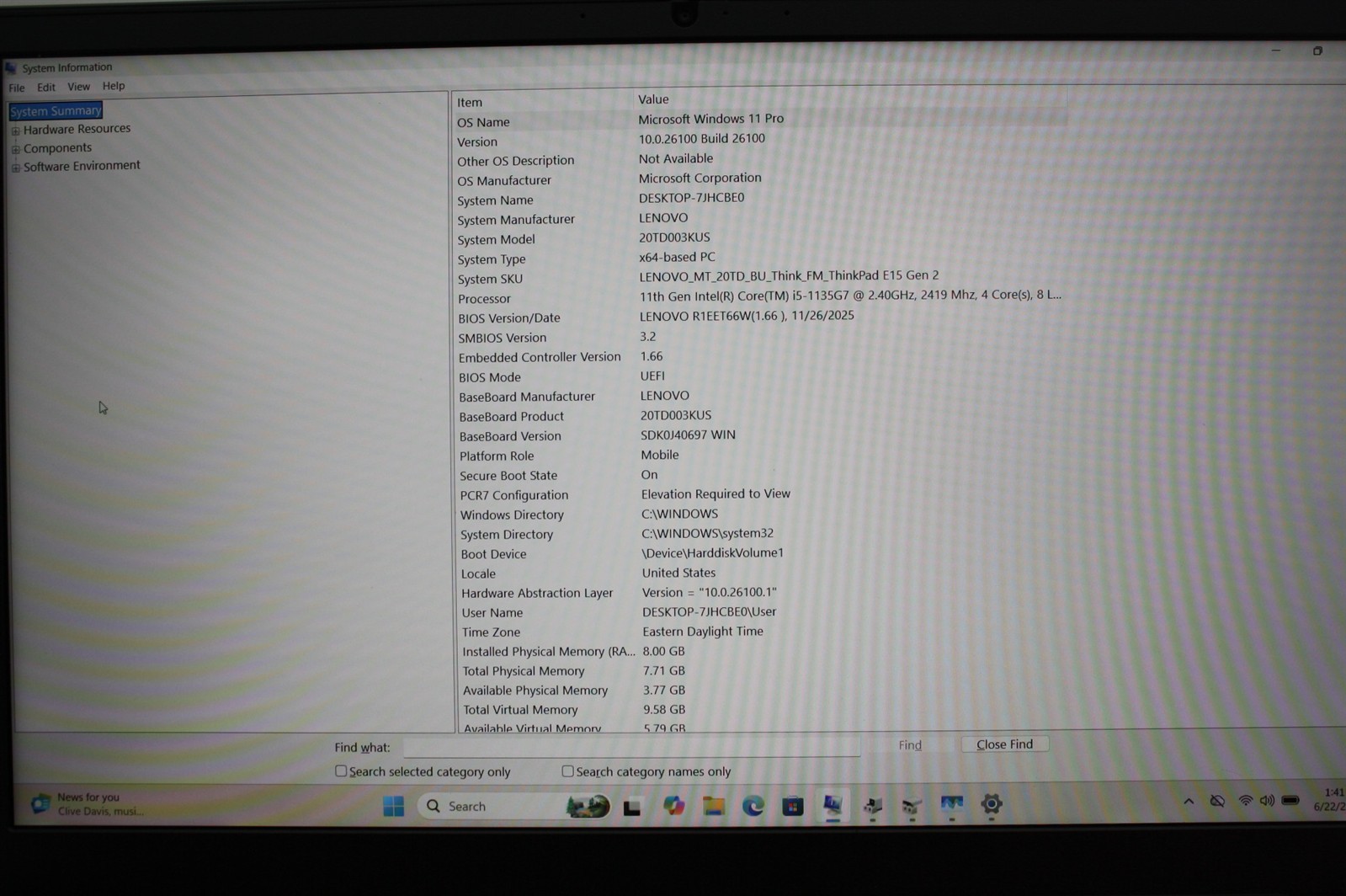 15.6″Lenovo ThinkPad E15 Gen 2 i5-1135G7 2.40GHz RAM 8GB NVMe 256GB/Missing Key