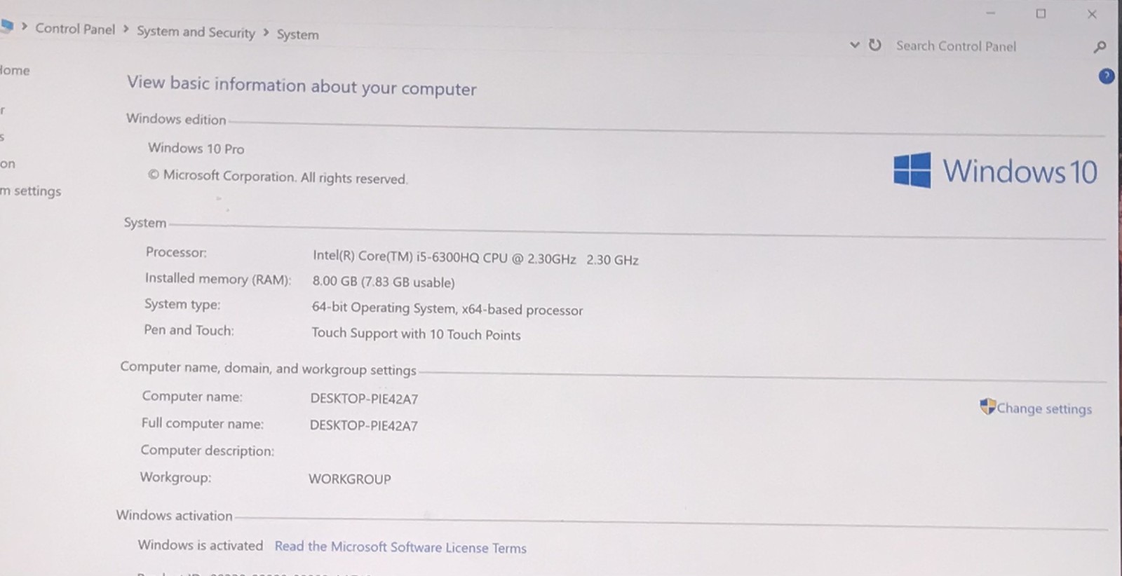 DELL XPS 15 9550 i5-6300HQ@2.30GHz 8GB RAM 256GB SSD W10P TOUCH *READ
