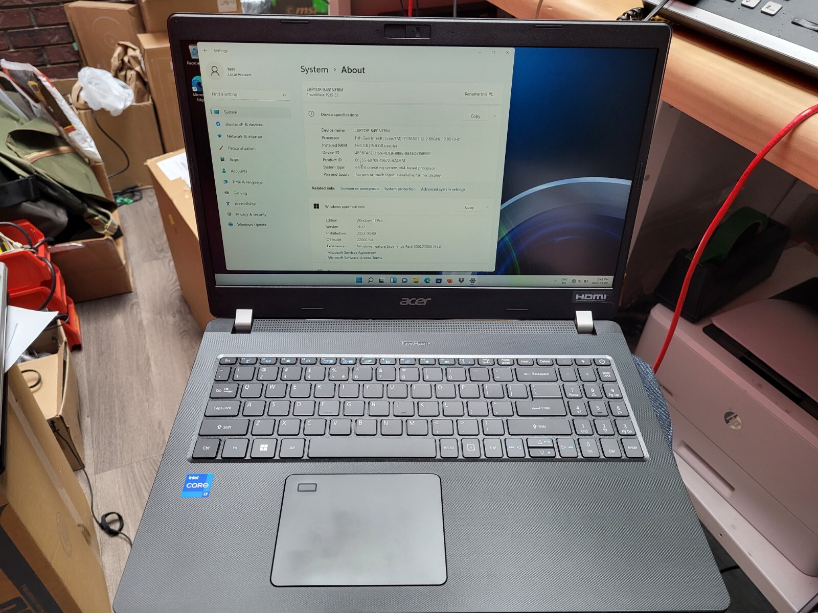 Acer TravelMate P2 TMP215-53-7261 i7-1165G7, 16GB, 512GB M.2 SSD, 15.6in Full H