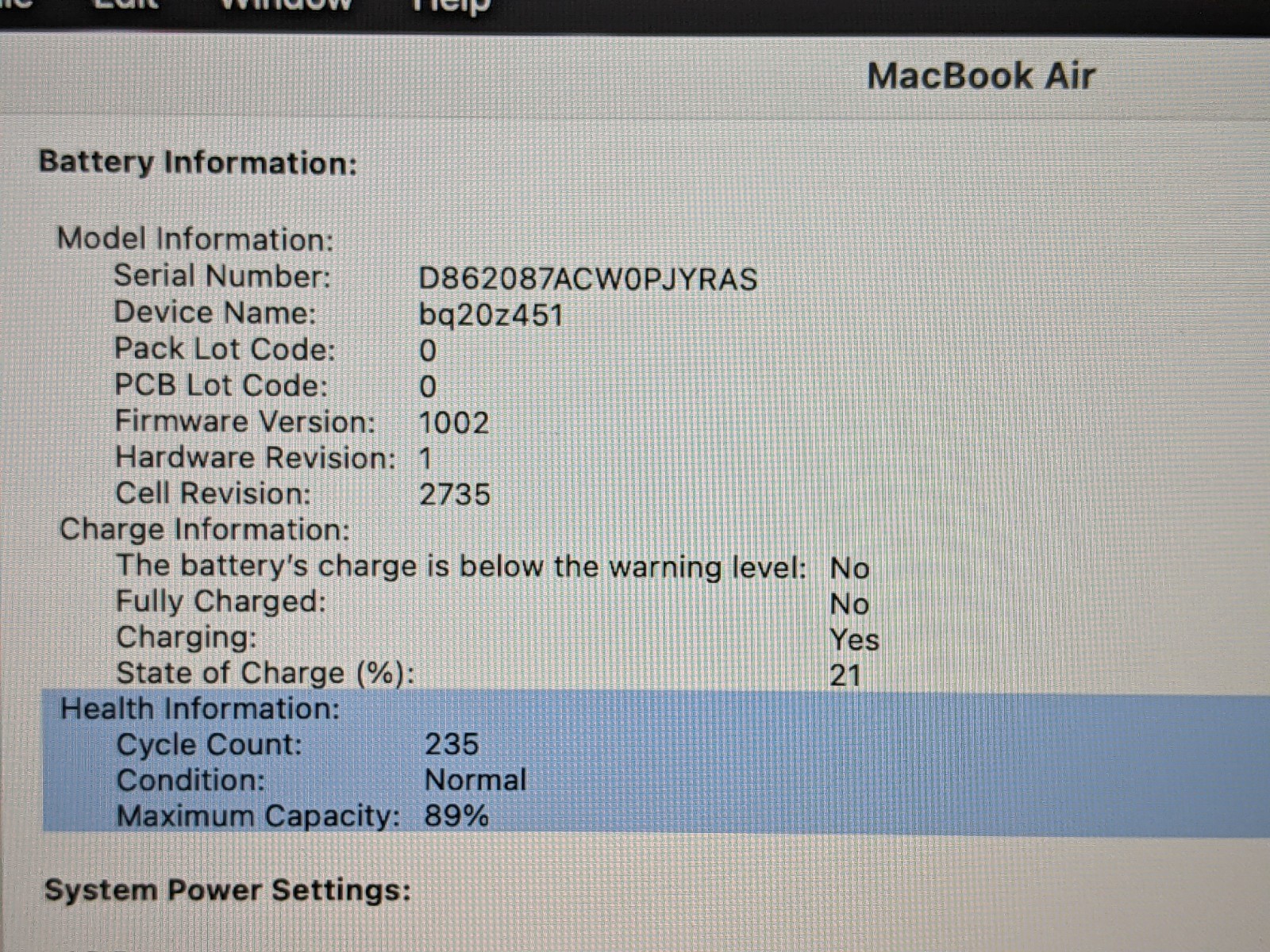 Apple MacBook Air A2337 (2020) 13″ M1 8CPU/8GPU 8GB 512GB Sonoma MGN73LL/A +PA