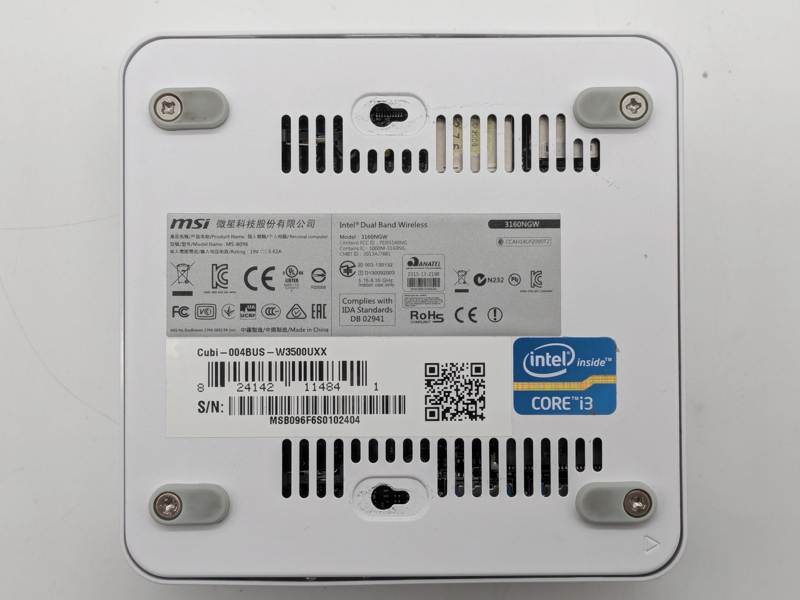 MSI Cubi-004BUS (White) I3-5005U 8GB Motherboard Palmrest **READ**