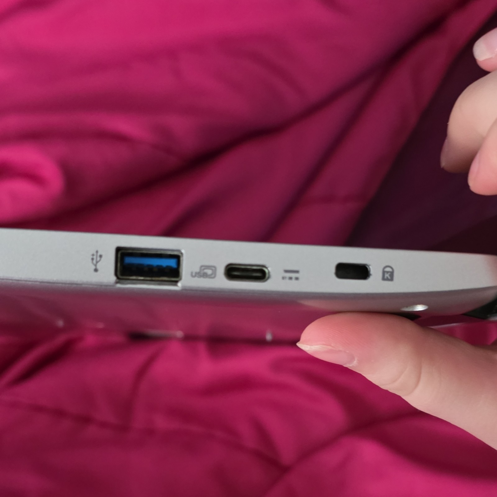 Acer Silver Black Laptop USB-C USB 3.0 Headphone Kensington Lock