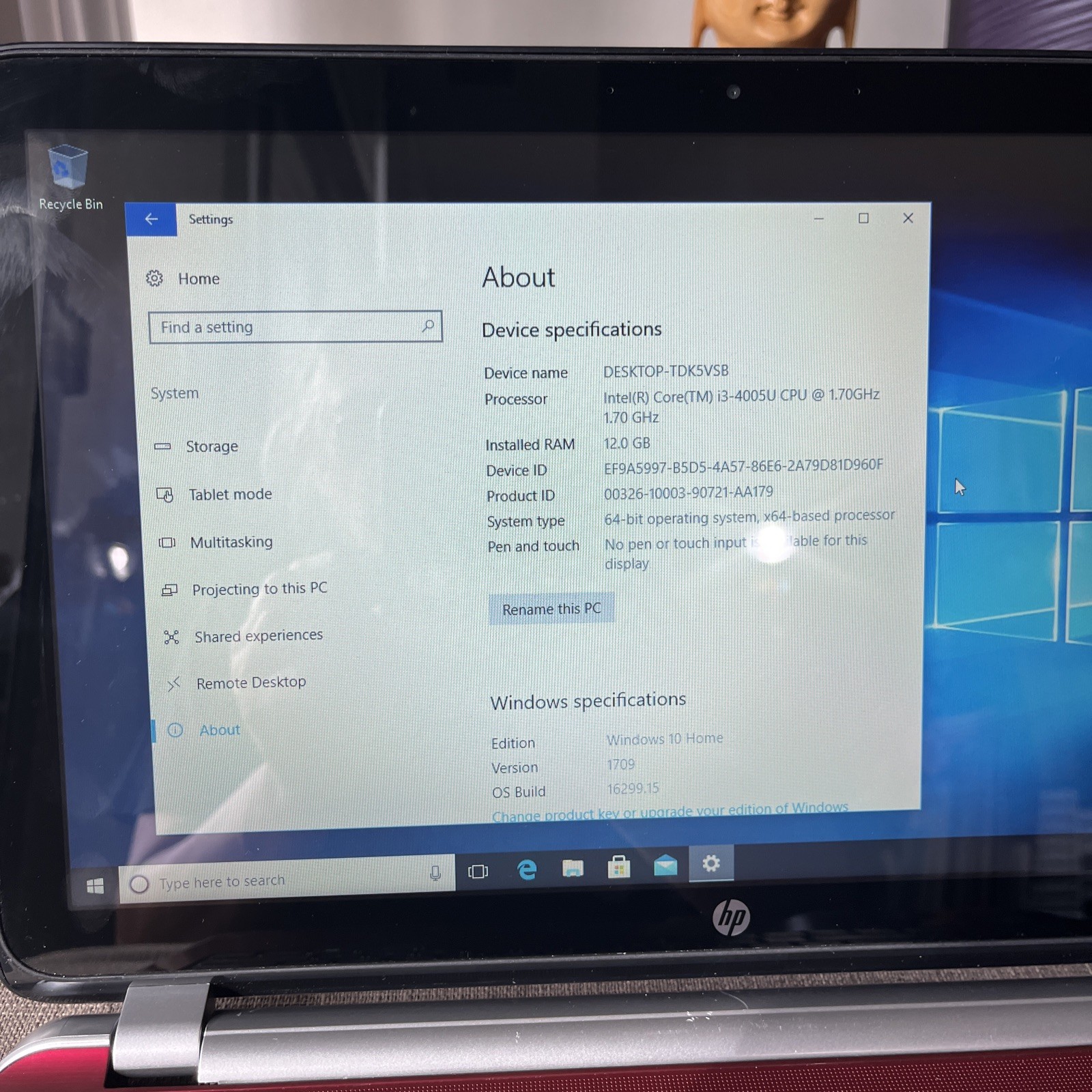 HP Pavilion 15 Notebook PC 15 i3 – 4005U 1.70ghz 12GB Ram 1TB Touchscreen (READ)