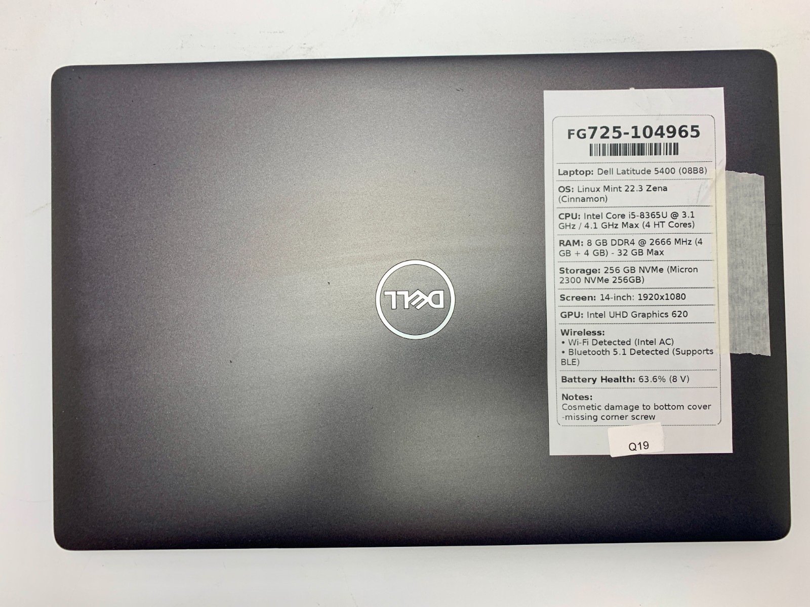 Dell Latitude 5400 | i5-8365U | 8GB RAM | 256GB NVMe | LINUX