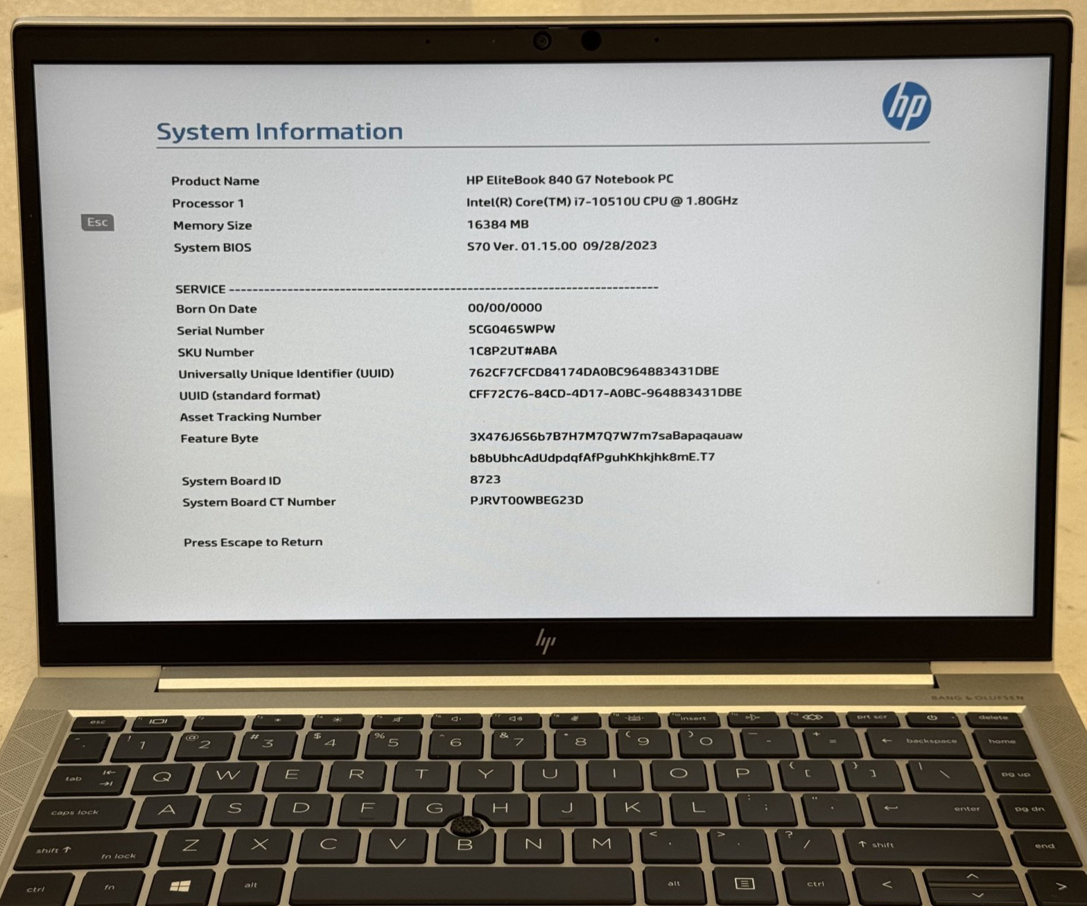HP Elitebook 840 G7 14″ i7-10510U 1.7GHz 16GB RAM 256GB SSD Laptop #HP28