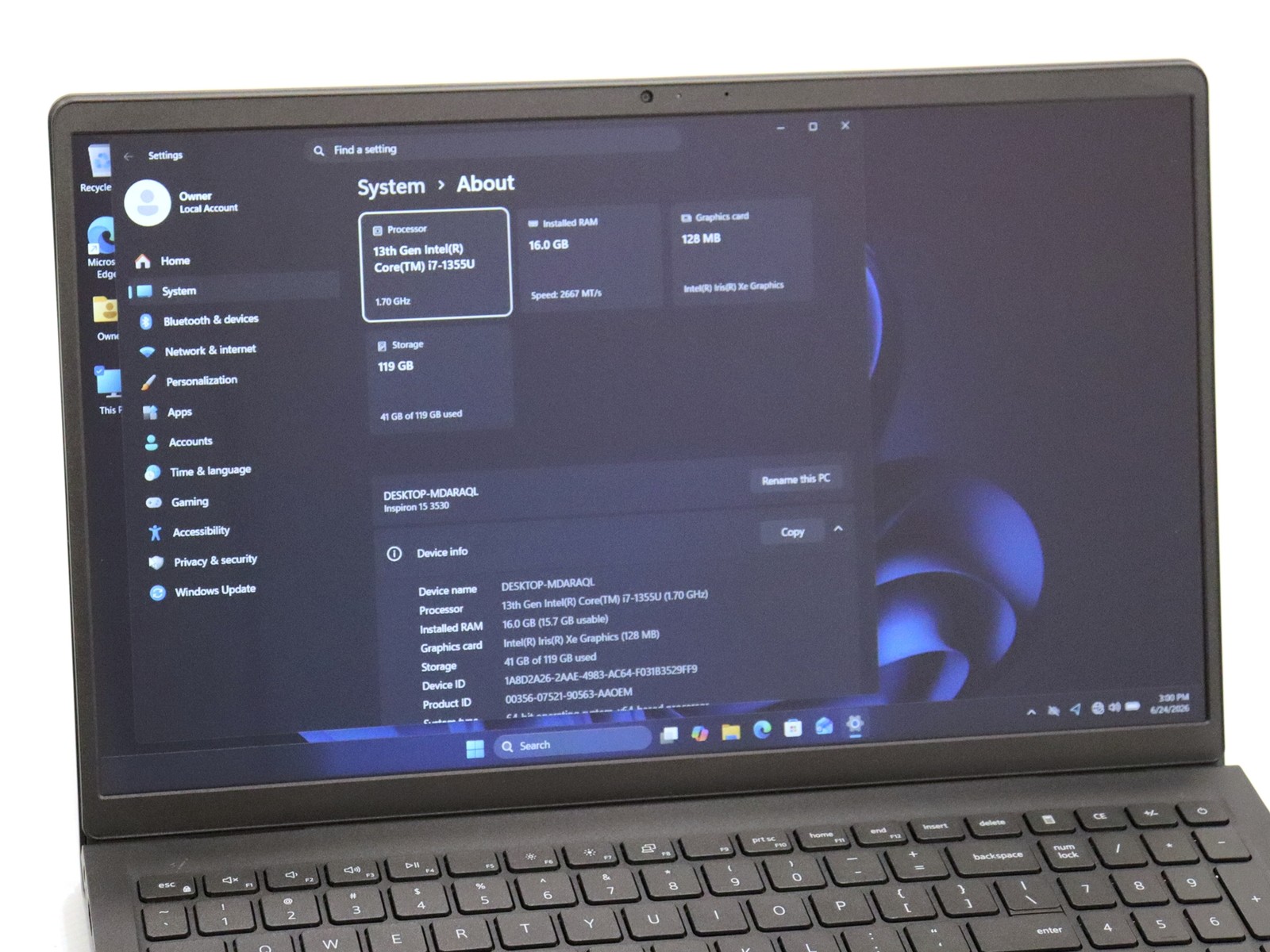 Dell Inspiron 15 3530 15.6″ Touch Intel i7-1355U 16GB 128GB NVMe W11P