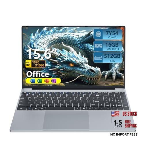 15.6 inch Laptop with Core i5-7Y54 Processor Laptop Computer 16GB RAM 512GB