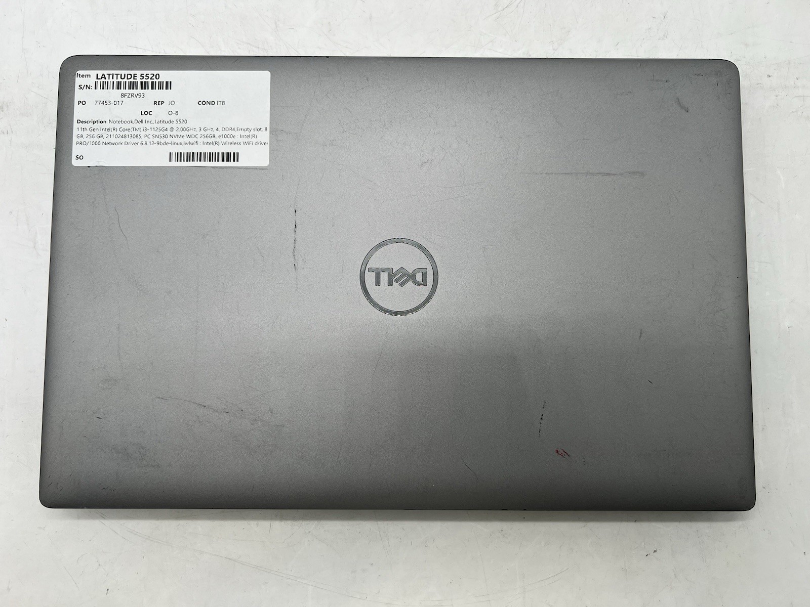Dell Latitude 5520, i3-1125G4 @ 2.00GHz, 8GB RAM, 256GB NVMe-No OS/AC