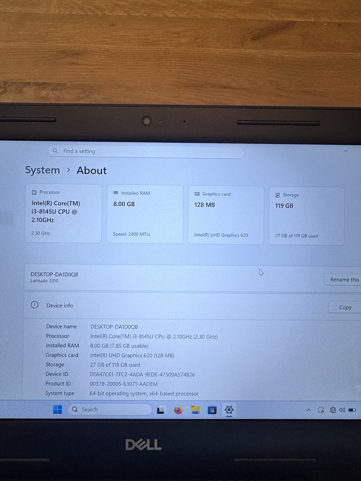 Dell Latitude 3310 13.3″ TOUCHSCREEN (128 GB SSD, Intel Core i3 8145U, 8GB RAM)