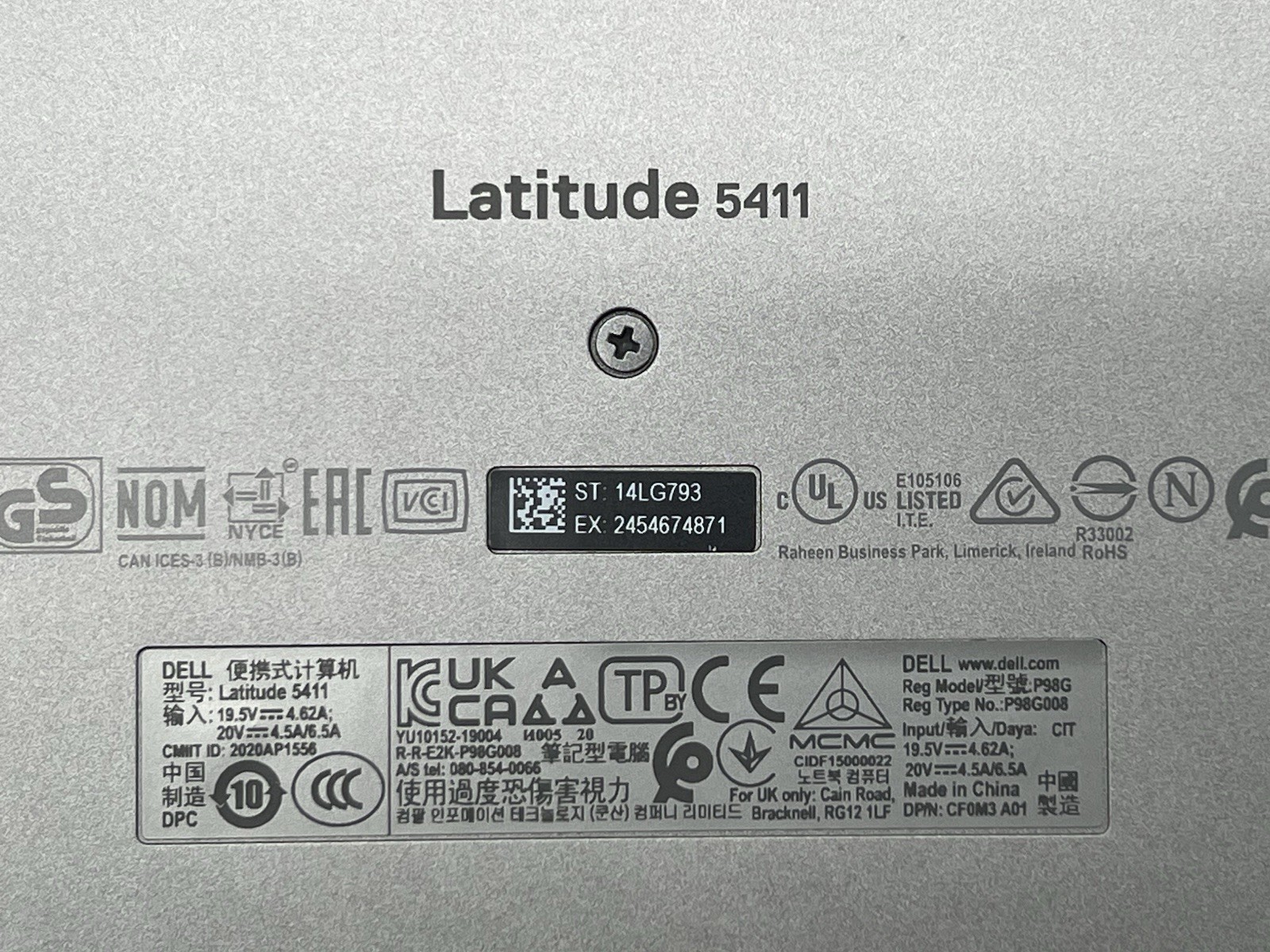 Dell Latitude 5411, i5-10400H CPU, @ 2.60GHz, 8GB RAM, 256GB NVMe-No OS/Charger