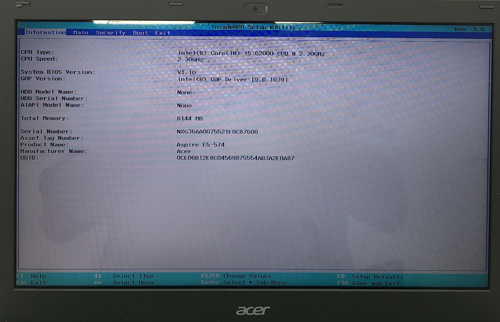 Acer Aspire E5-574-58JM Laptop Intel i5-6200U 6GB RAM NO HD/OS/BATT (FL)