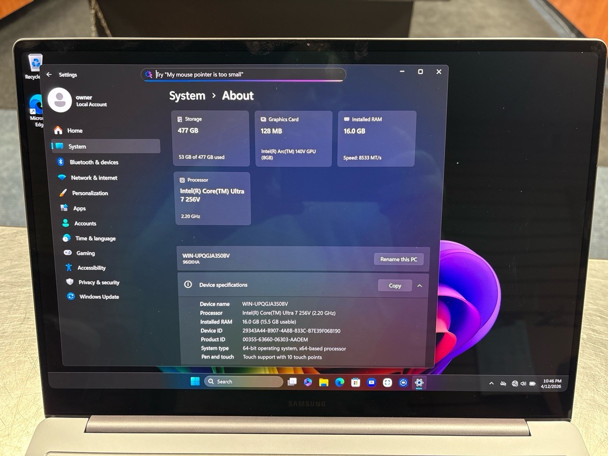 Used SAMSUNG NP964XHA Galaxy Book5 Laptop Computer 16GB 512 Ultra 7 (QUC027108)